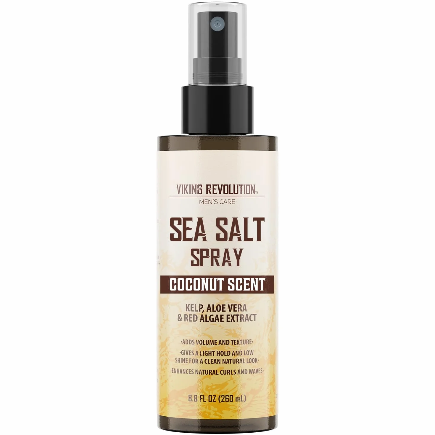 Viking Revolution - Sea Salt Spray Hair Men - Zapach kokosowy - Z wodorostami, aloesem i czerwonymi wodorostami - Spray z soli morskiej dla mężczyzn - Objętość i konsystencja - 260 ml