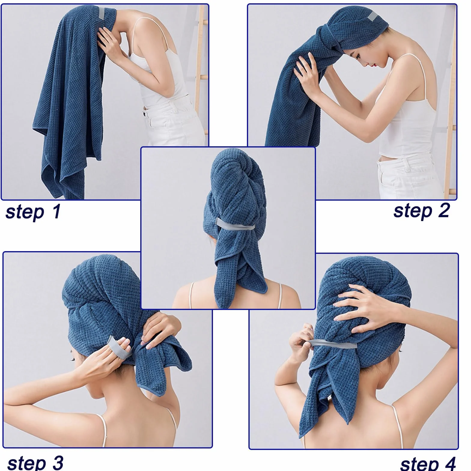 2-pak ręczników do włosów z mikrofibry do długich włosów, 100 x 60 cm, duży ręcznik turban do włosów dla kobiet i dziewcząt, szybkoschnący, super chłonny ręcznik do suszenia włosów 40 x 24 cale