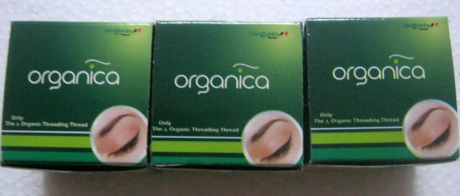 3 szpulki x 300 m Vardhaman Organica bawełna organiczna nić do gwintowania brwi Indie