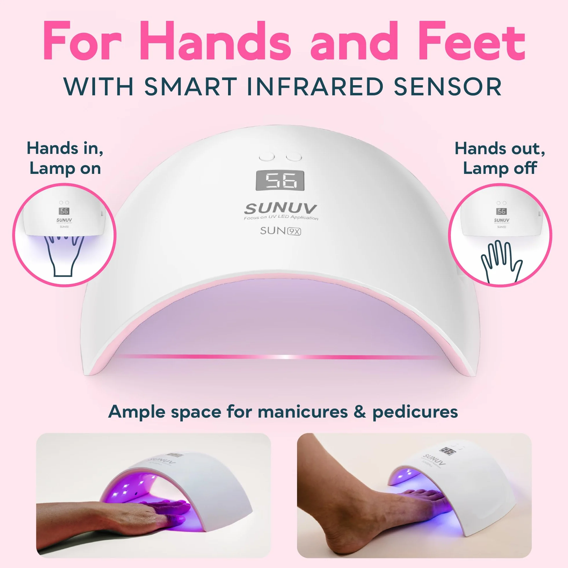 SUNUV Lampa LED UV do paznokci żelowych Sensor Timer 30s/60s Ekran LCD