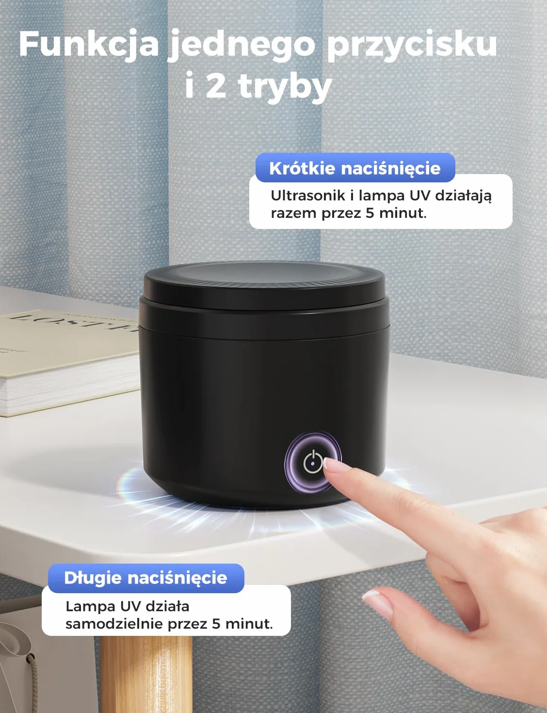 Myjka Ultradźwiękowa 48000Hz, 200ml Czyszczenie Ultradźwiękowe, Czyścidelko do Aparatu Ortodontycznego z Lampą UV, do Protez/Aparatów Ortodontycznych/Nakładek Jubilerskich, Czarny