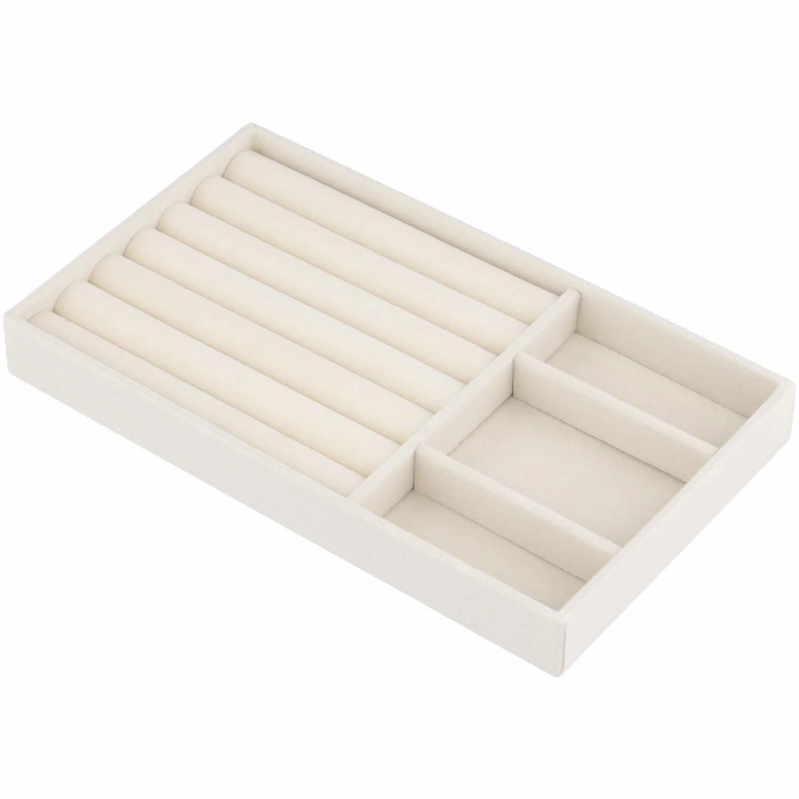 12 tac na biżuterię, 21,5 x 12,5 x 2,5 cm, organizer na biżuterię, beżowe, 6 różnych przegródek, pudełko na biżuterię i akcesoria