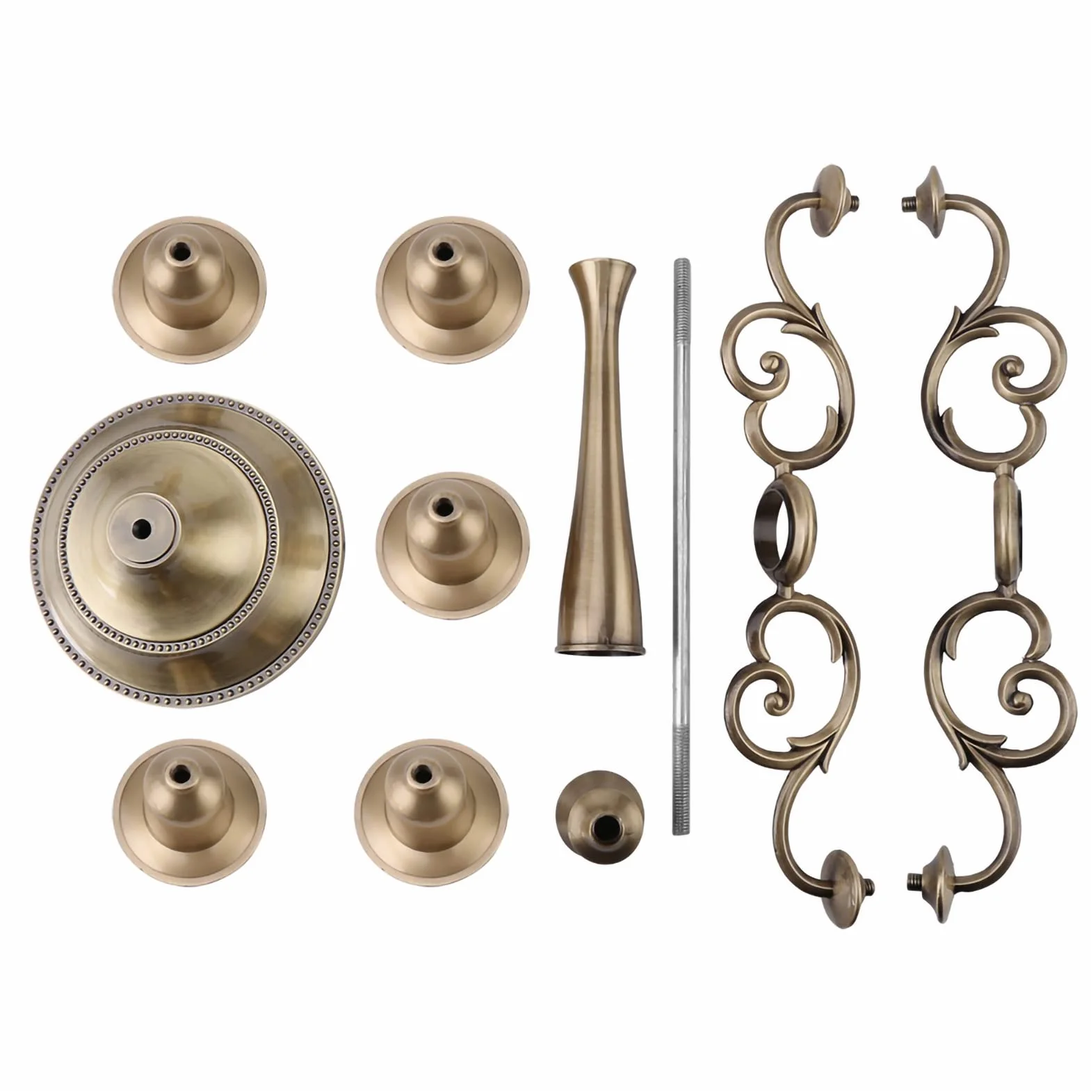 Wakects świecznik 5 ramion metalowy świecznik styl europejski świecznik dekoracyjny styl vintage na kolację świeca, ślub, imprezy, Boże Narodzenie 27 x 26 cm(Brąz)