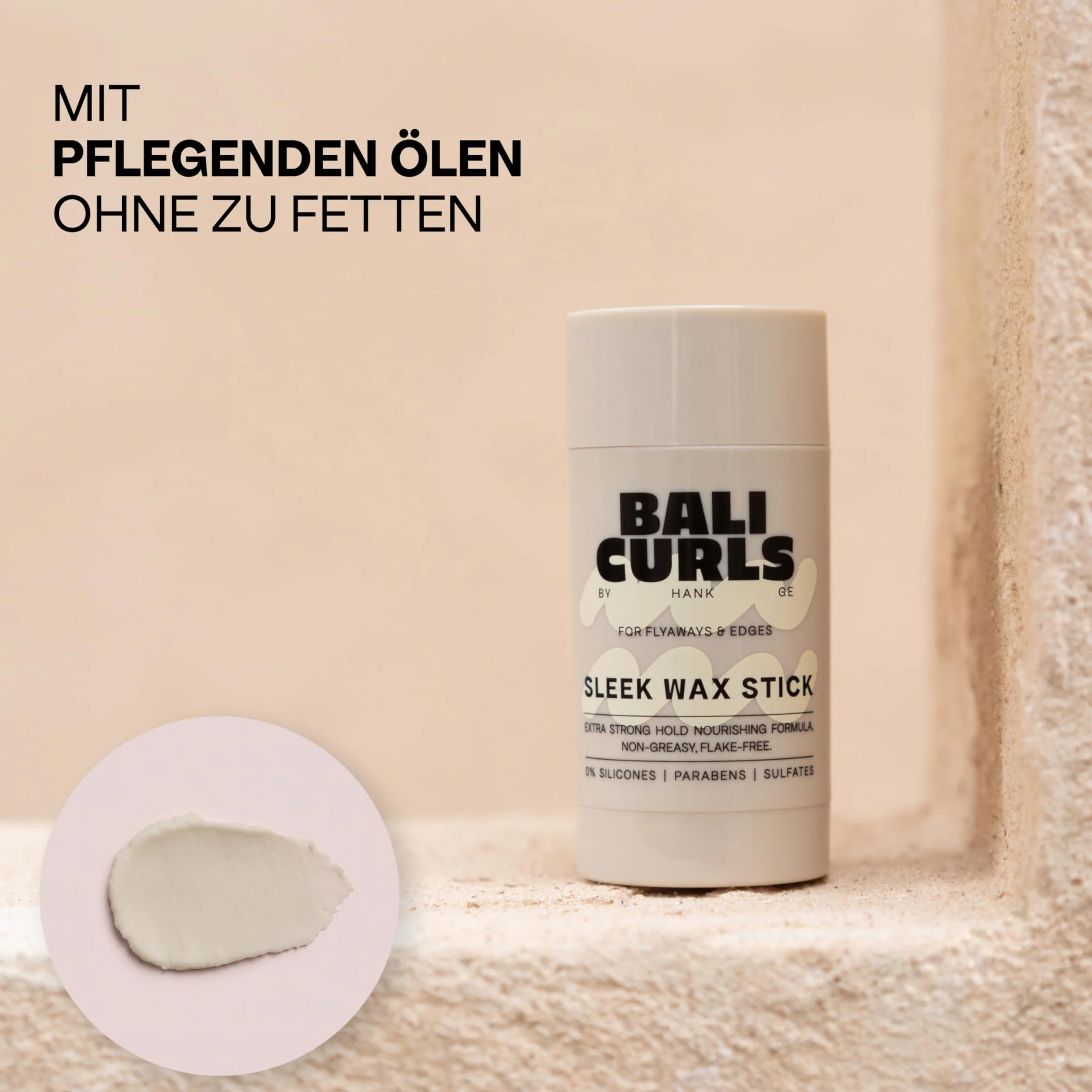 Bali Curls Sleek Wax Stick – bardzo mocny sztyft do stylizacji eleganckiego wyglądu i kucyków – przezroczysty wosk do włosów przeciwko latającym włosom – wegański – 40 g