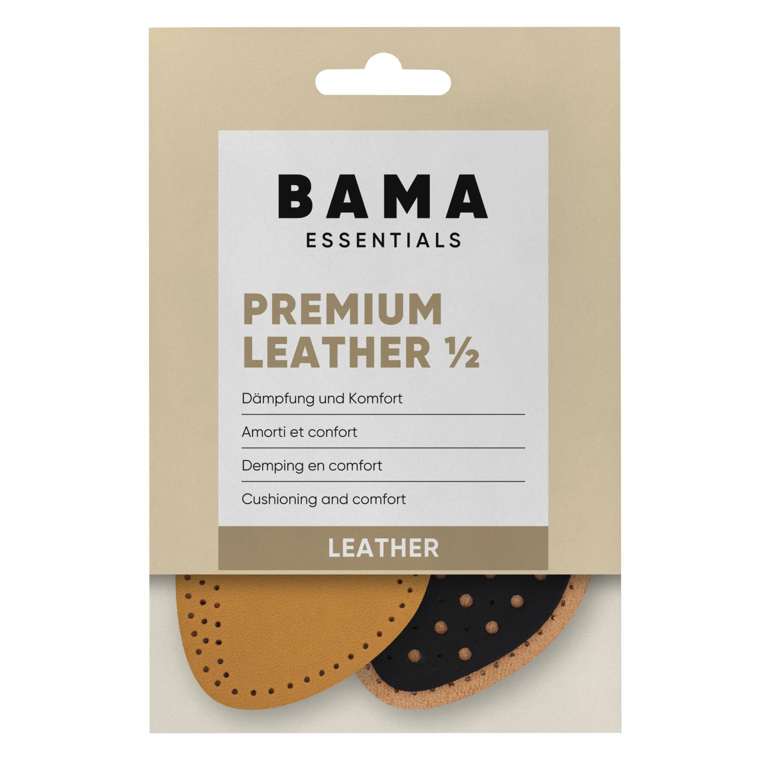 Półwkładki do Butów Bama Premium Leather 1/2 - Półwkładki do Butów Wkładki Amortyzujące z Węglem Aktywnym 1 Para - 40/41 EUR