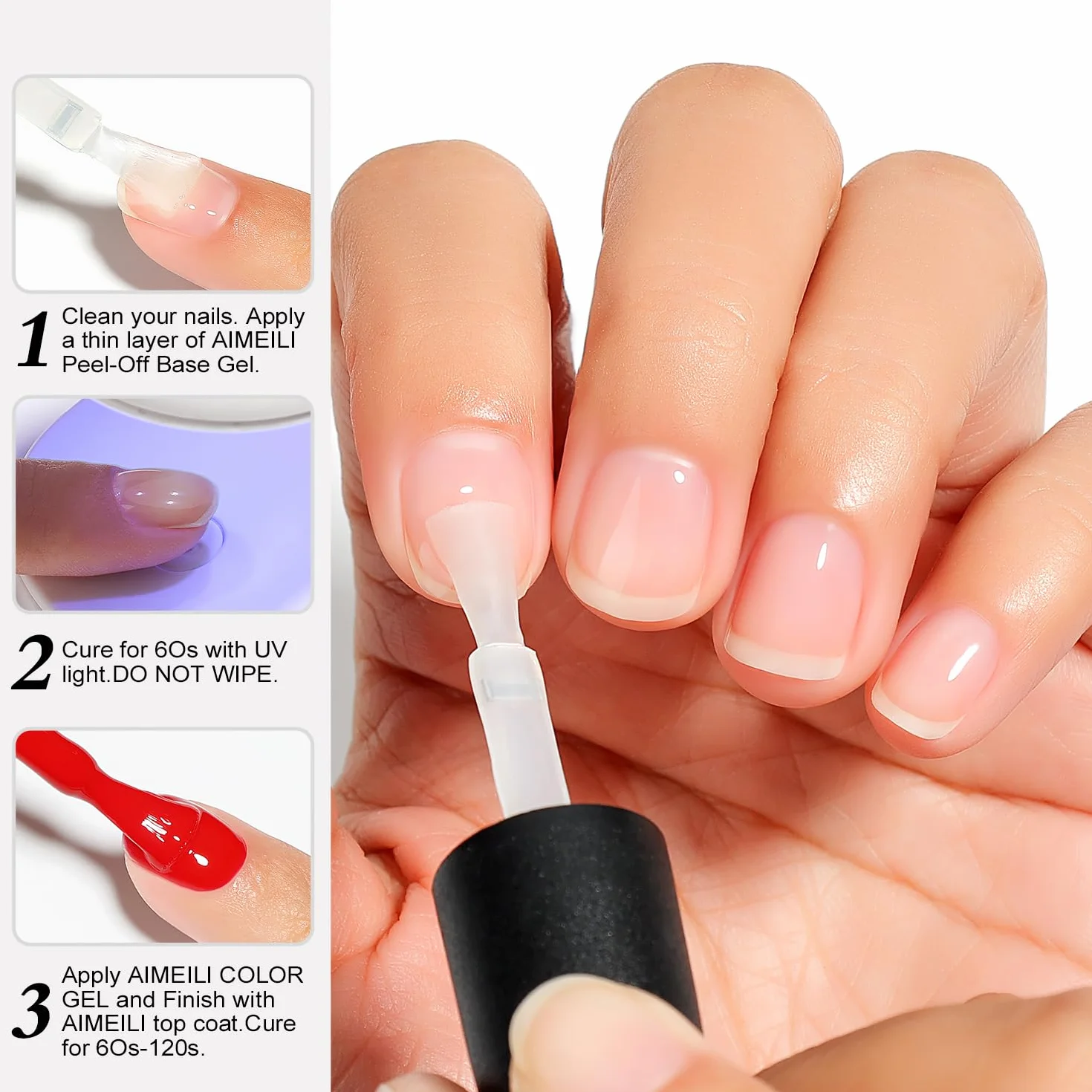 AIMEILI Peel Off Base Coat Gel Remove Półtrwały lakier do paznokci półtrwały lakier do paznokci Soak Off UV LED przezroczysty żel UV 10 ml