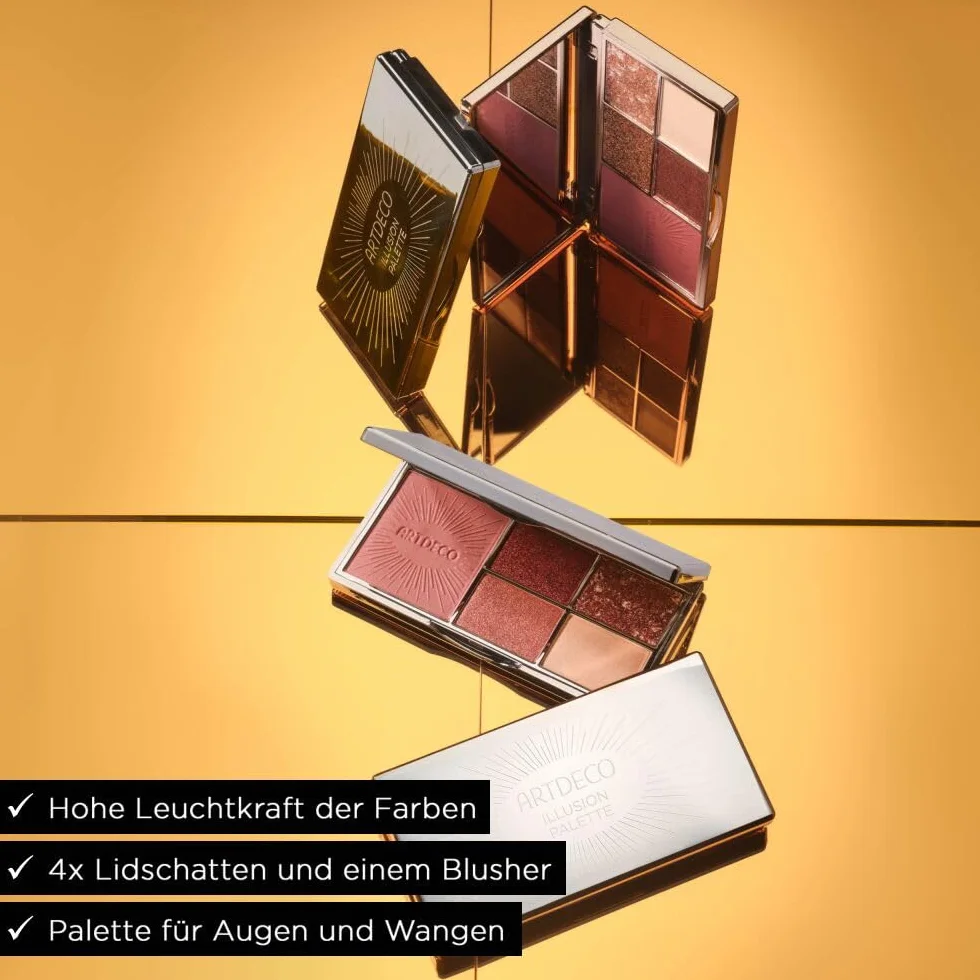 ARTDECO Paleta Illusion for cheeks & eyes – must have paleta czterech cieni do powiek i jednego różu z wbudowanym lusterkiem – 1 x 1 szt