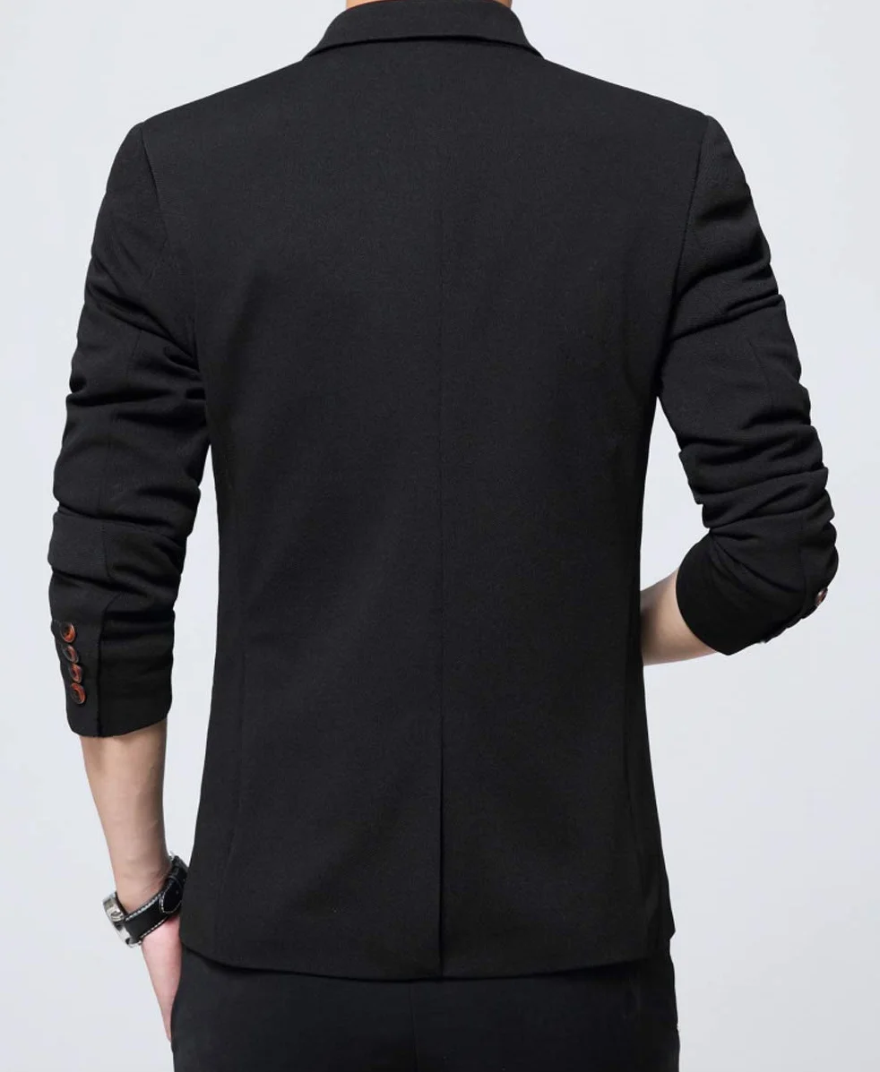 Męska Marynarka Casual Elegancka Marynarka Slim Fit Zapinana Jeden Guzik Marynarka Męska Marynarka