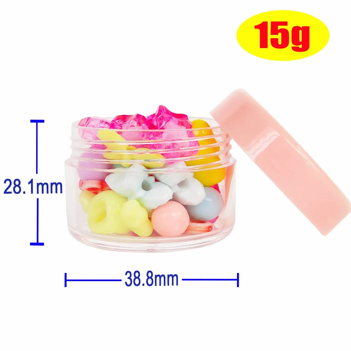 20 sztuk pustych pojemników na próbki 15 g, 15 ml, wielokolorowe pojemniki na kosmetyki z pokrywką, do makijażu, cieni do powiek, paznokci, pereł, błyszczyka do ust, balsamu, balsamu,