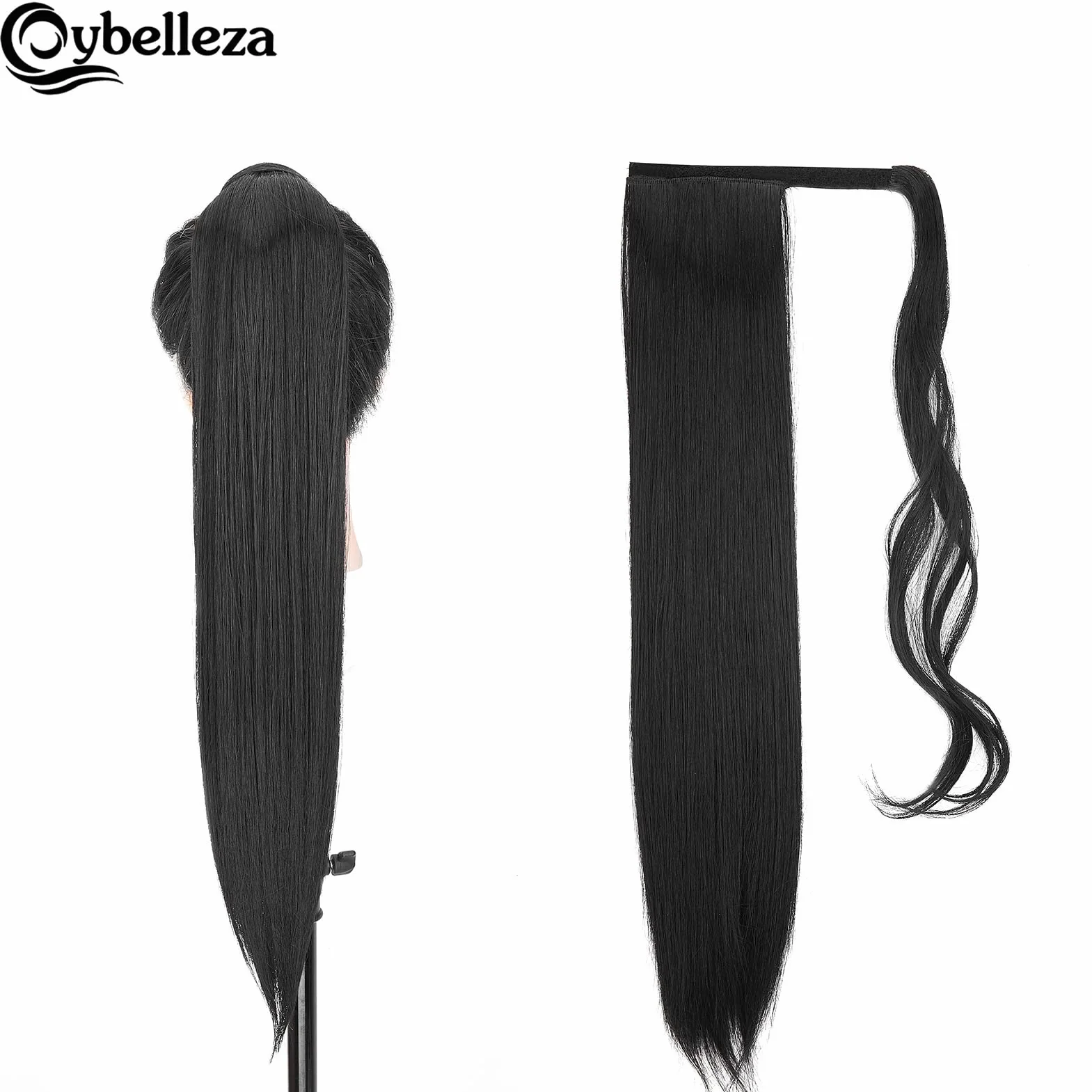 Przedłużenie włosów z klipsami koński ogon 60 cm 125 g proste gładkie czarne