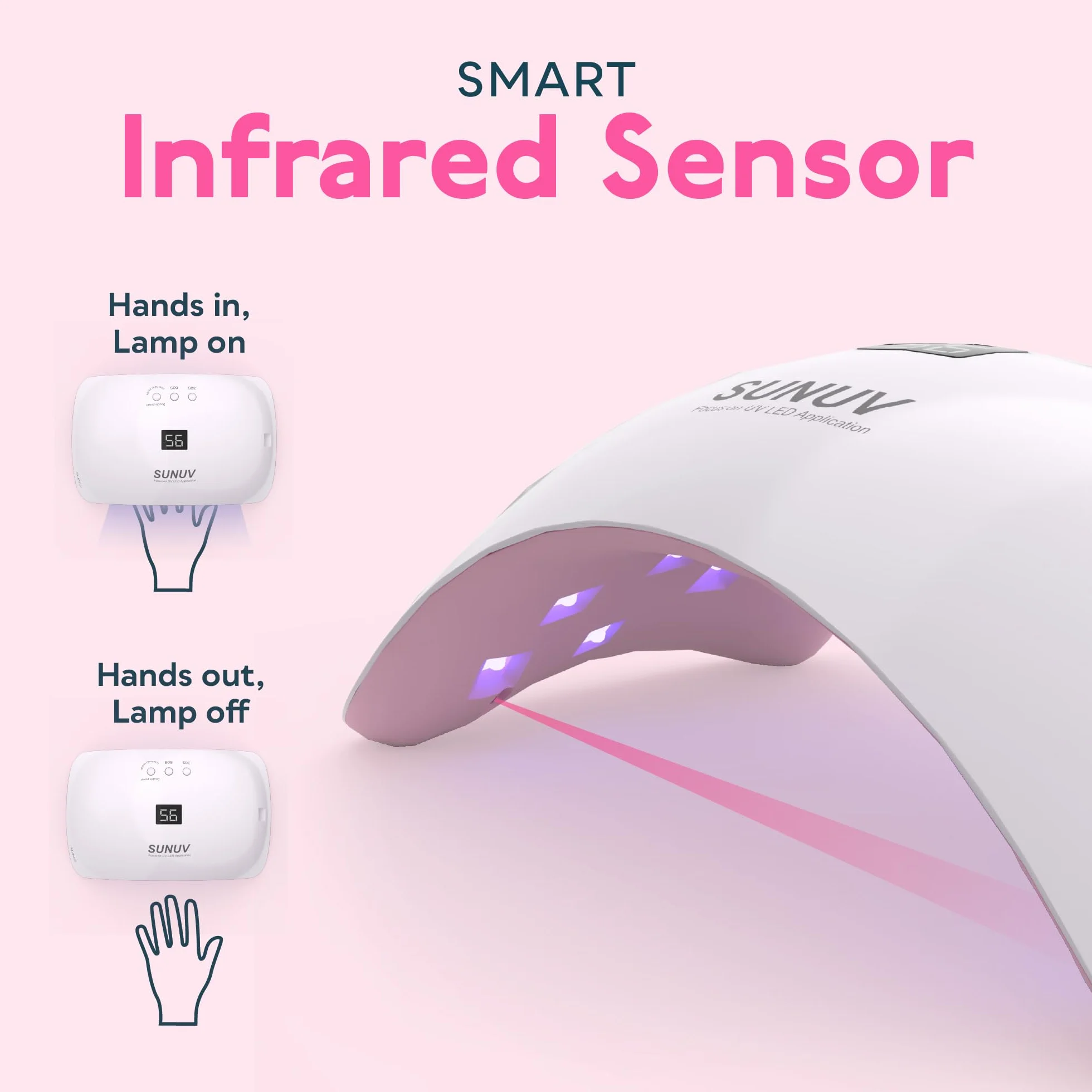 SUNUV Suszarka UV LED do Paznokci, Lampa z Timerem 30s/60s/99s, Czujnikiem Podczerwieni, Wyświetlaczem LCD, Nadaje Się do Wszystkich Żeli, Manicure/Pedicure, Domu i Salonu