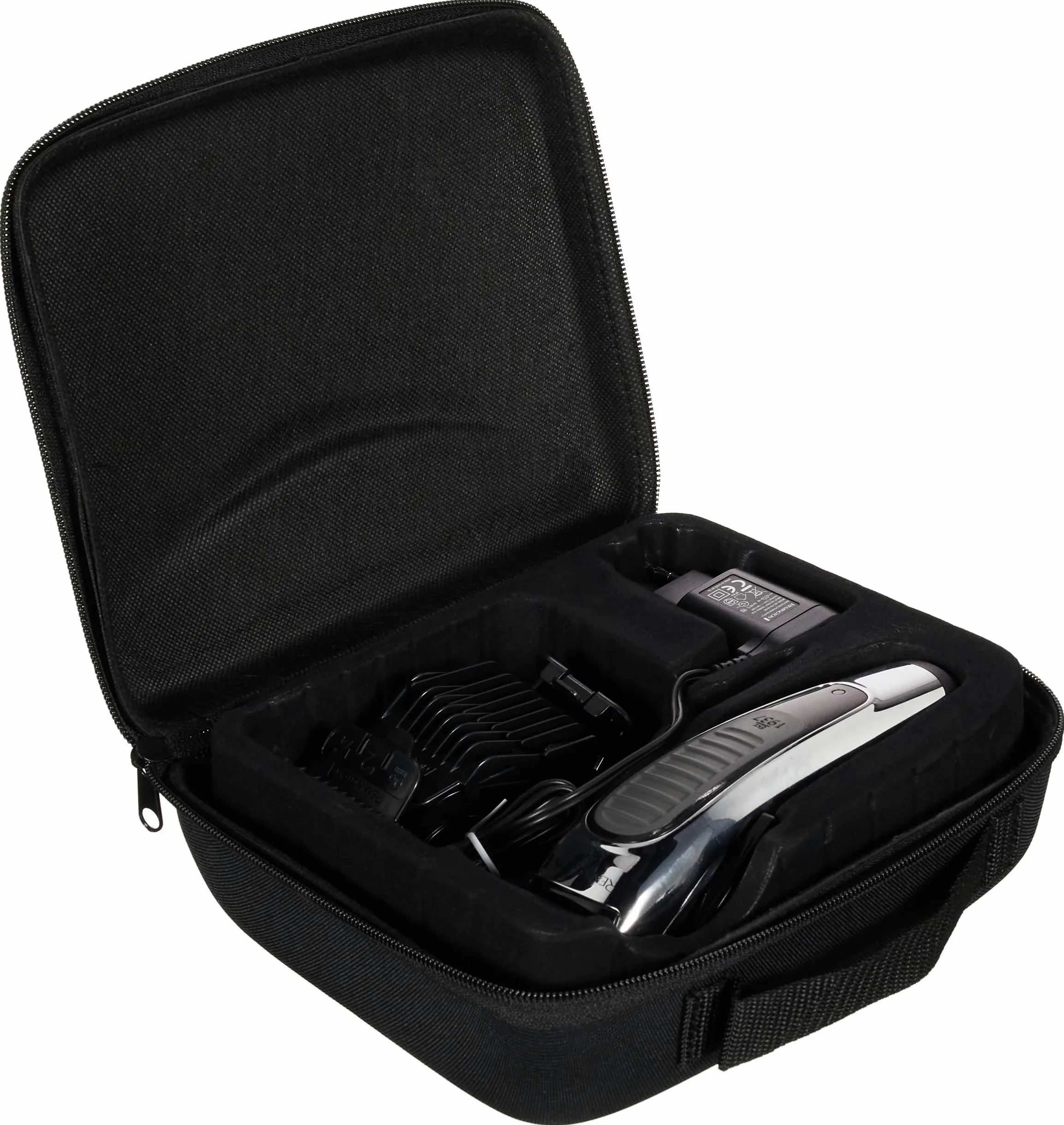 Remington maszynka do włosów, strzyżarka, ostrza ze stali nierdzewnej, 8 nakładek, dł. 3-25mm, do 30 min bezprzewodowej pracy, klipsy, nożyczki, grzebień i szczoteczka, etui, srebrna, Stylist HC450