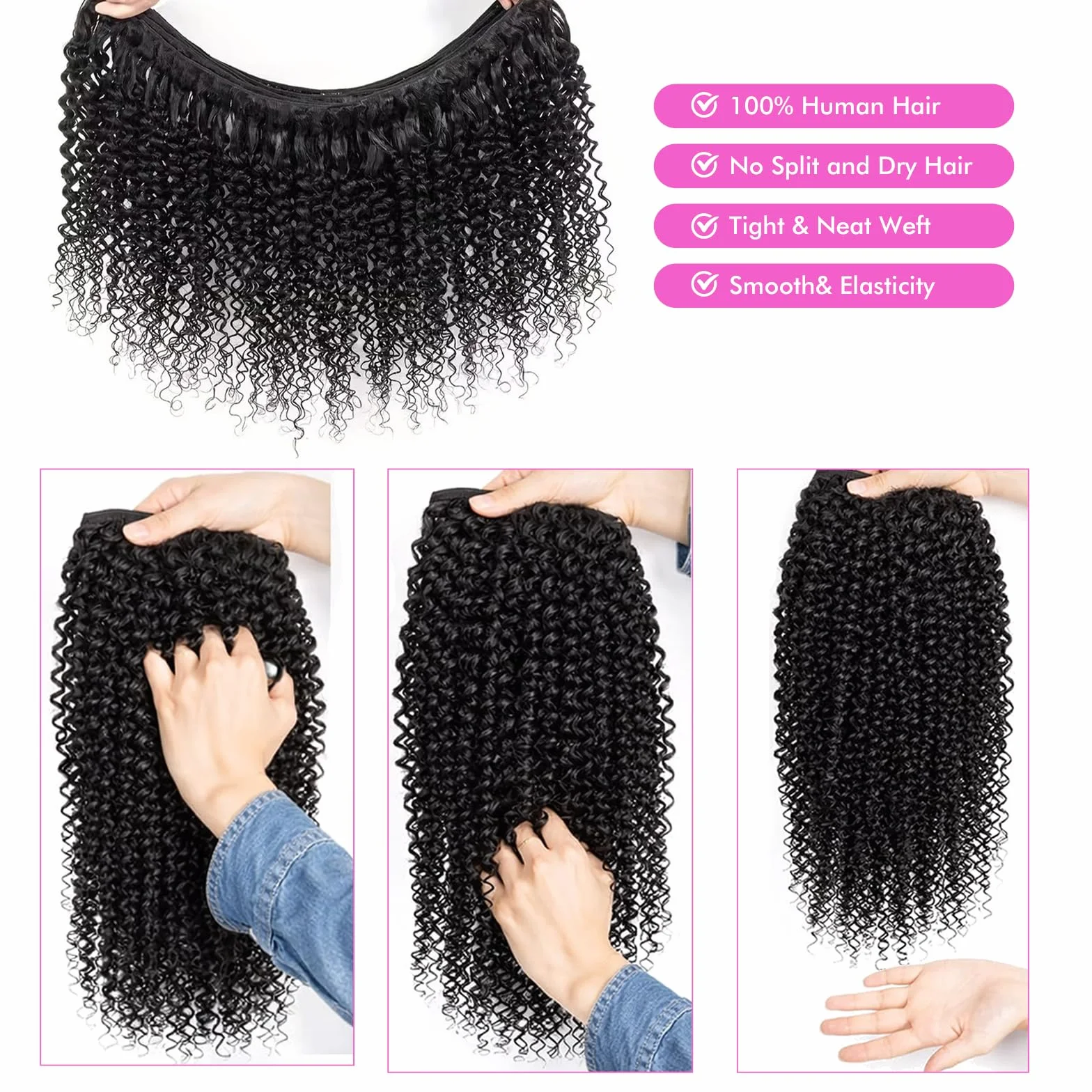 Brazilian Virgin Human Hair Double Weft Weave Extensions 12 14 16inch Natural Color