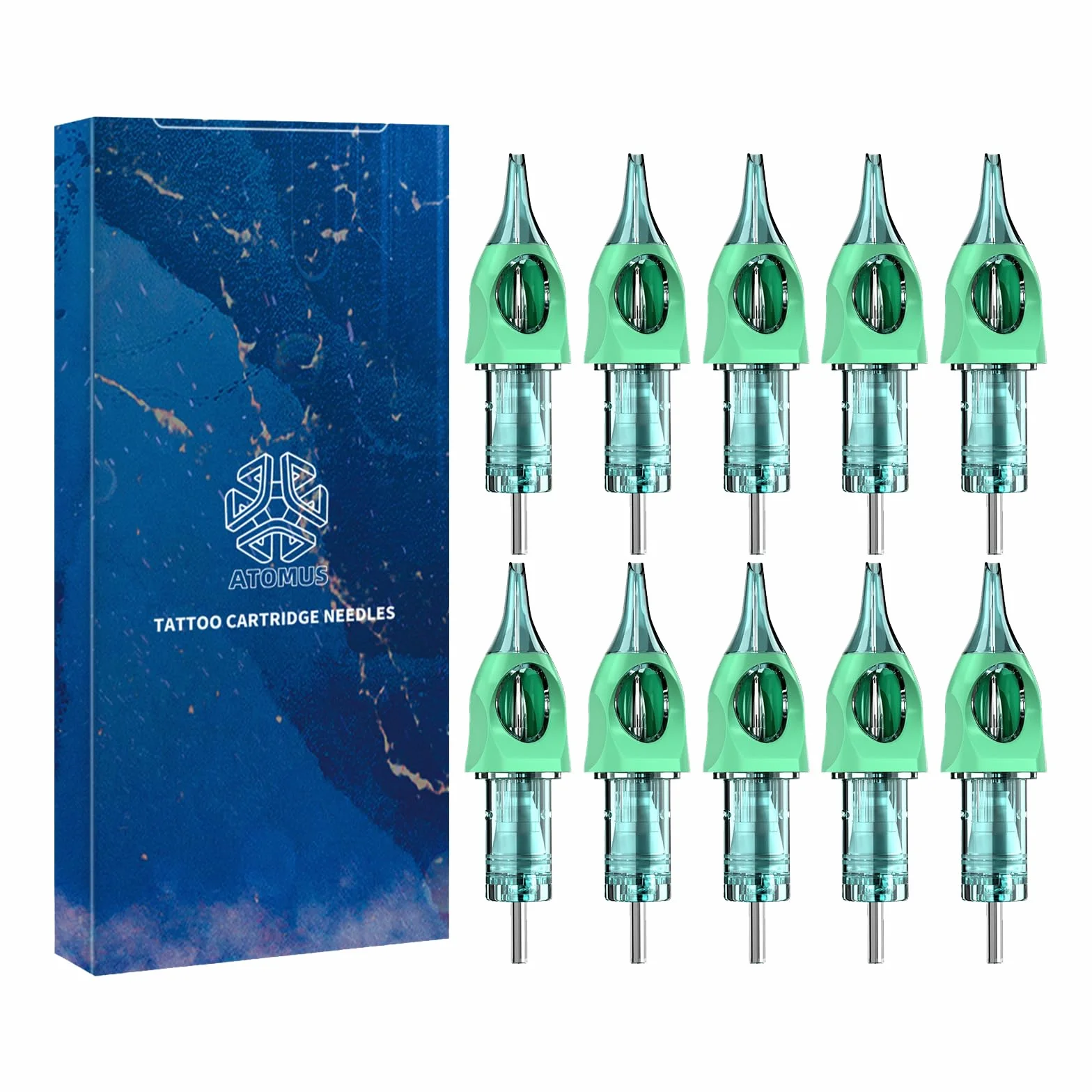 ATOMUS 9RL Tattoo Cartridge Needles 10pcs with Silicone Cover for Tattoo Machine
