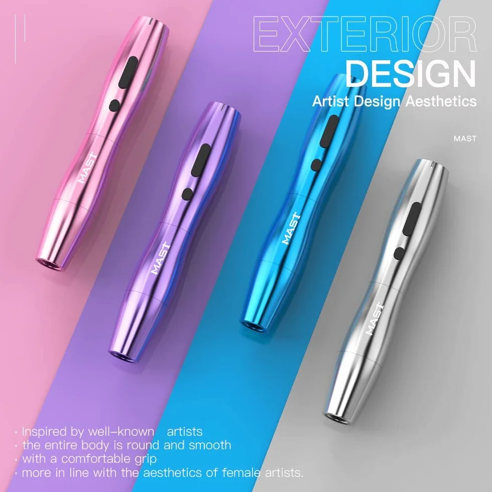 Mast P20 Wireless Tattoo Pen 2.5mm Stroke Rotary Machine for Eyebrow Eyeliner Lip (2 batteries)
