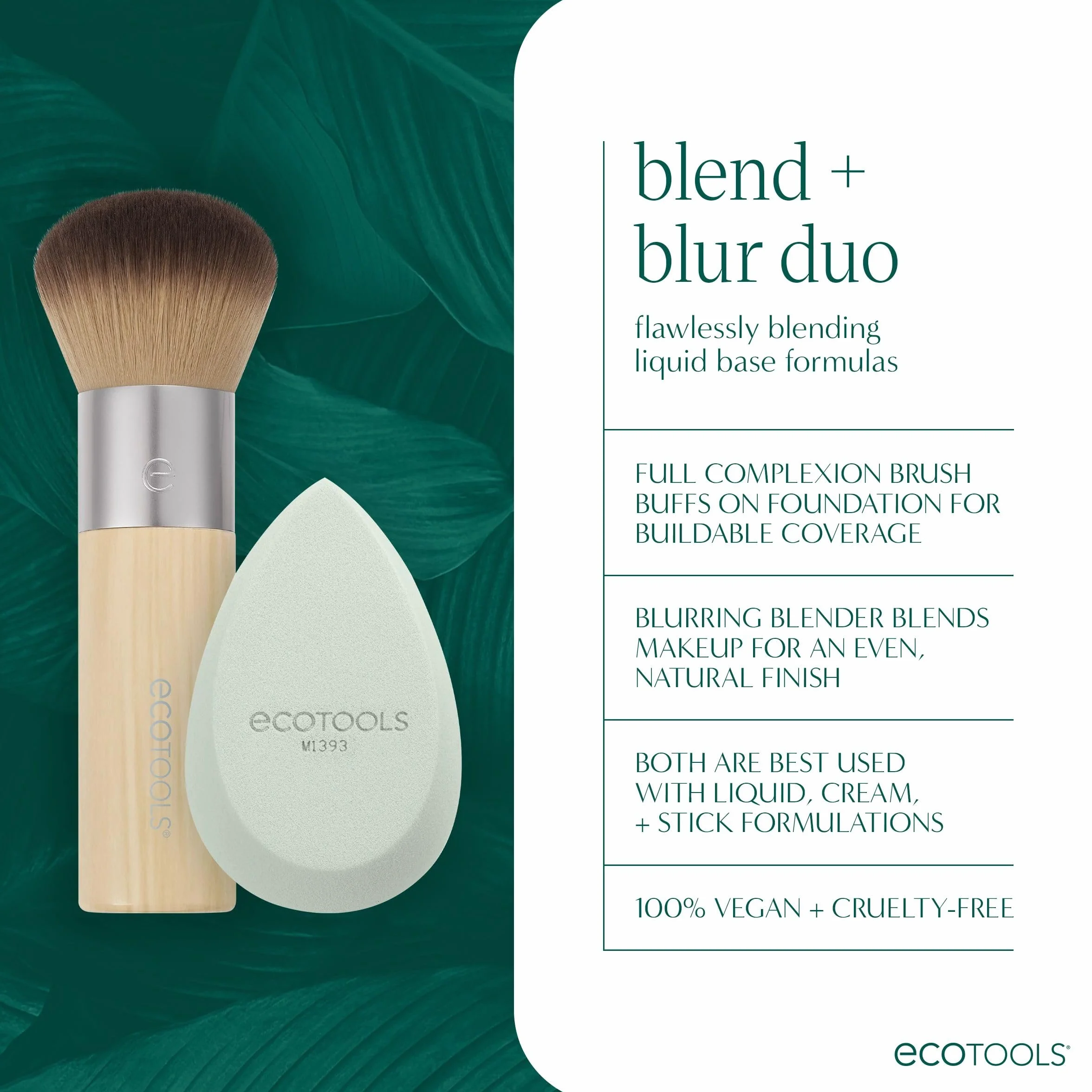 EcoTools Blend + Blur Makeup Brush and Sponge Duo, 2 sztuki