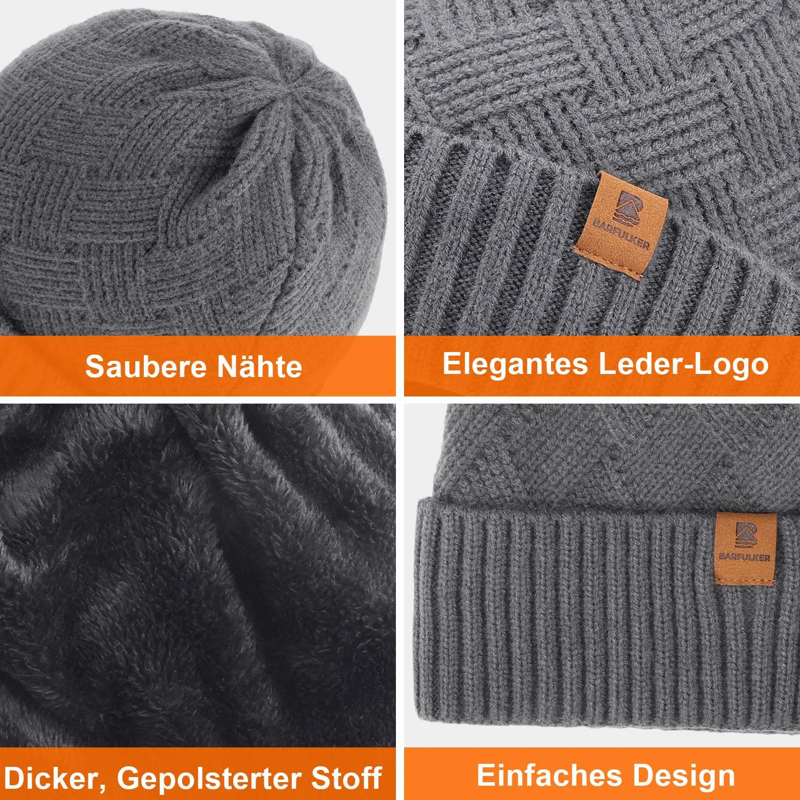 Czapka Beanie dla Mężczyzn i Kobiet, Uniseks Czapki Dzianiny na Jesień Zimę Dzianina Czapka Zimowa Damska Miękka i Ciepła Czapka Knitted Hats,Szary