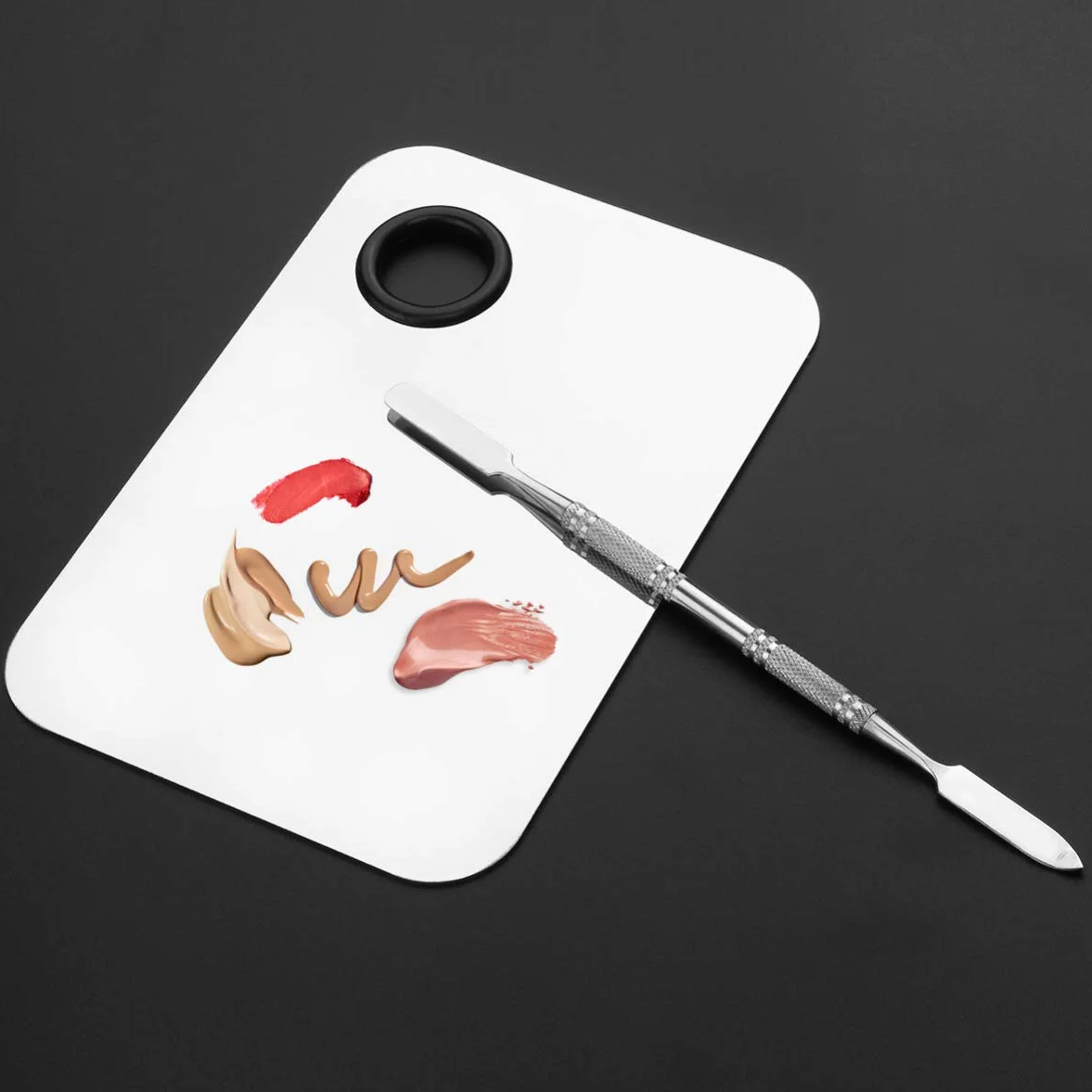 Paleta do mieszania makijażu, szpatułka do palety ze stali nierdzewnej, kosmetyczna szpatułka do nail art, cieni do powiek, rzęs, makijażu, profesjonalne mieszanie pigmentów, lekka, łatwa do