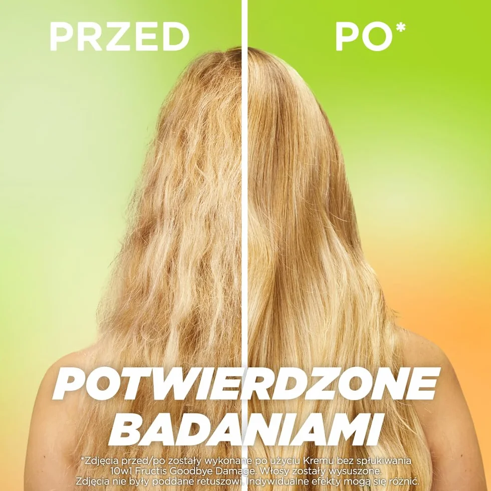 Garnier Fructis Goodbye Damage 10 w 1 krem do włosów bardzo zniszczonych bez spłukiwania, regeneruje, zapobiega łamaniu, 400 ml