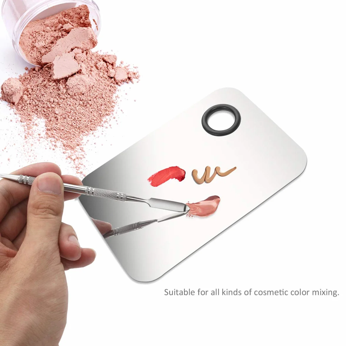 Paleta do mieszania makijażu, szpatułka do palety ze stali nierdzewnej, kosmetyczna szpatułka do nail art, cieni do powiek, rzęs, makijażu, profesjonalne mieszanie pigmentów, lekka, łatwa do