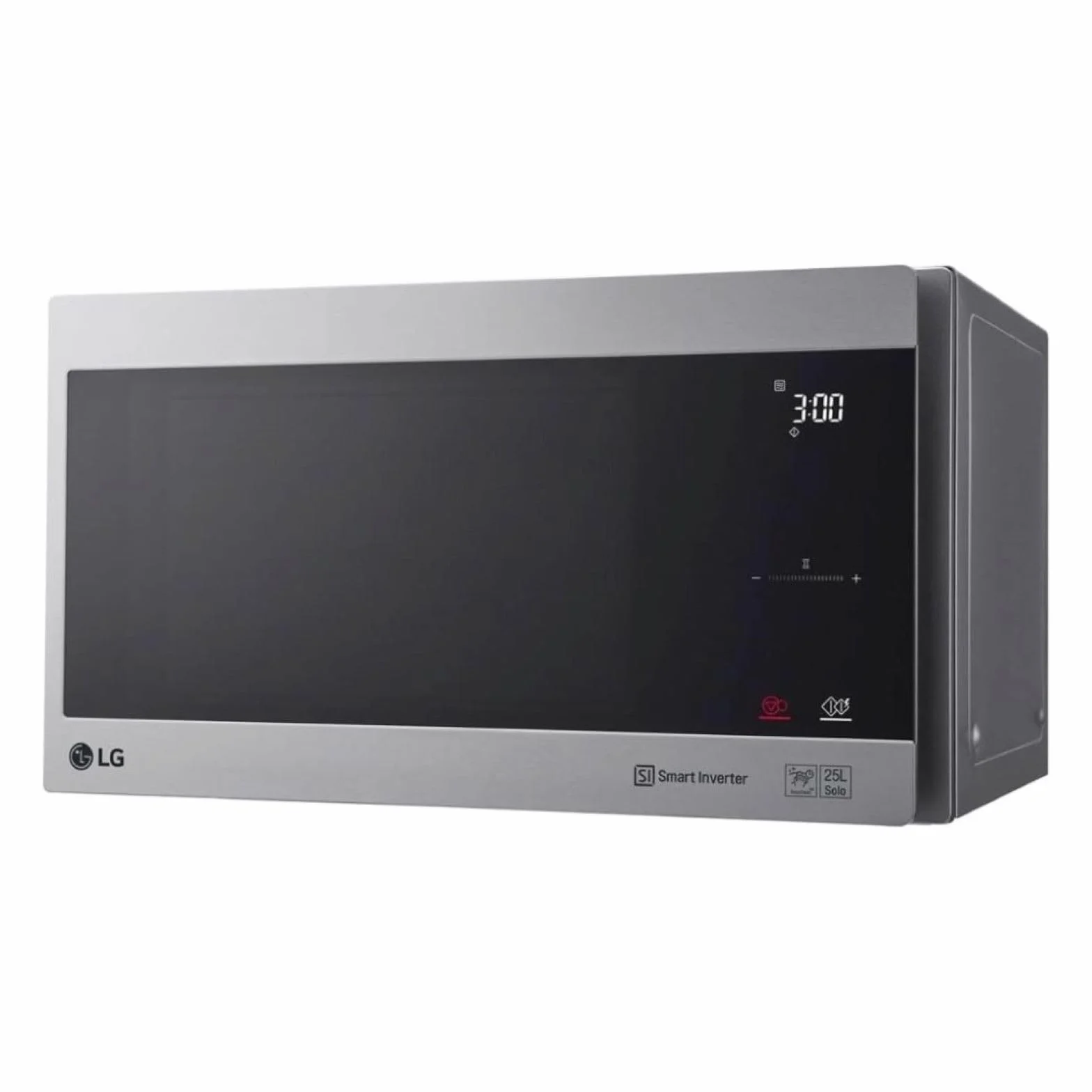 LG MS2595CIS kuchenka mikrofalowa z technologią Smart Inverter, pojemność 25 l, 1000 W, automatyczne programy, regulowane poziomy mocy i funkcja EasyClean, srebrna