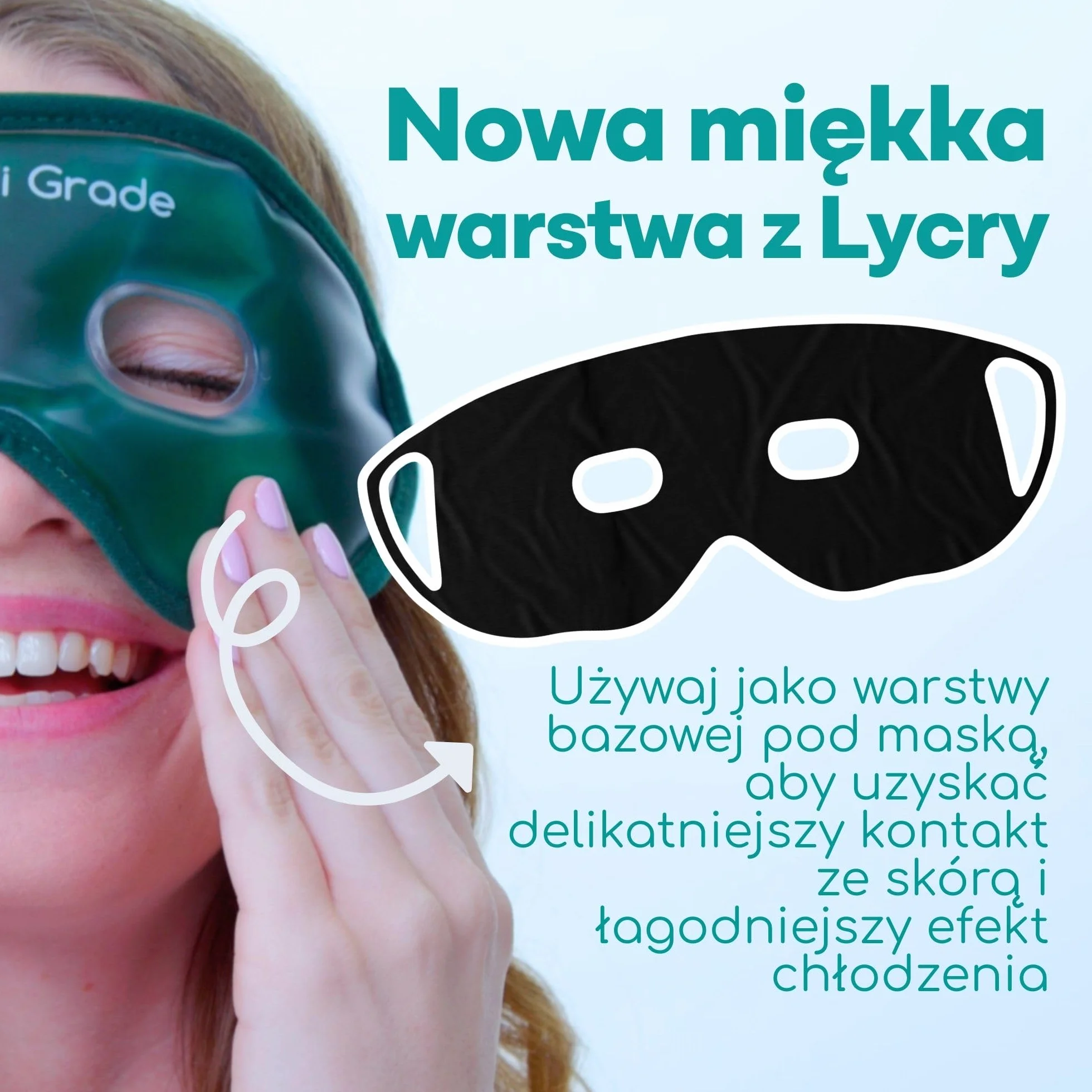 Medi Grade Żelowa Maska Chłodząca na Oczy Wielokrotnego Użytku z Regulowanymi Paskami