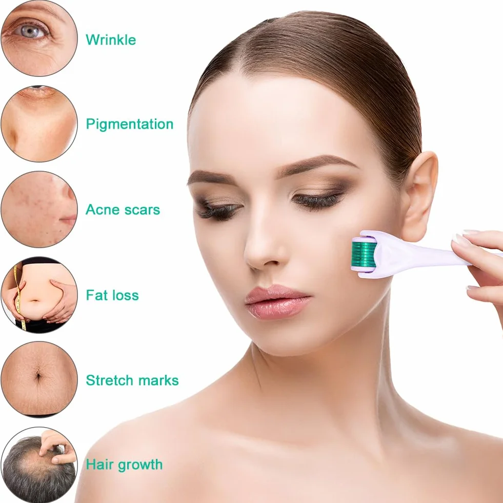 ACWOO Roller do brody 0,5 mm, Derma roller, Mikroigłowa rolka do brody, stymulująca wzrost, Derma roller do twarzy/ciała, Mikroigłowy pen do usuwania blizn, Mikroigłowa rolka do pielęgnacji skóry