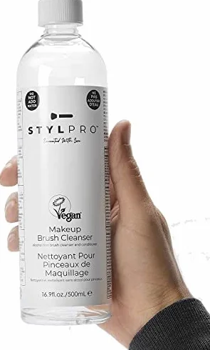 STYLPRO Płyn do czyszczenia pędzli do makijażu (2 x butelki 500 ml), płyn do czyszczenia pędzli do makijażu do użytku z naszą nagradzaną maszyną do czyszczenia pędzli do makijażu i suszarką, czyści