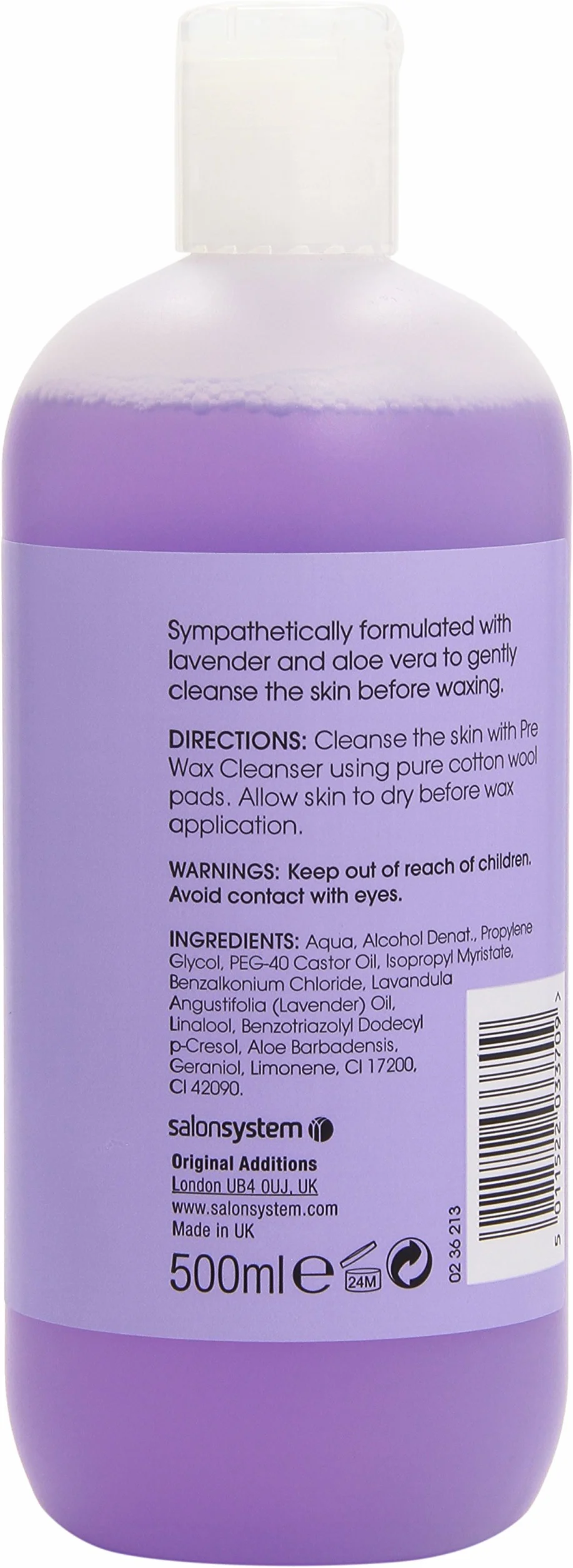Salon System Just Wax Sensitive Pre Wax Cleanser 500ml
