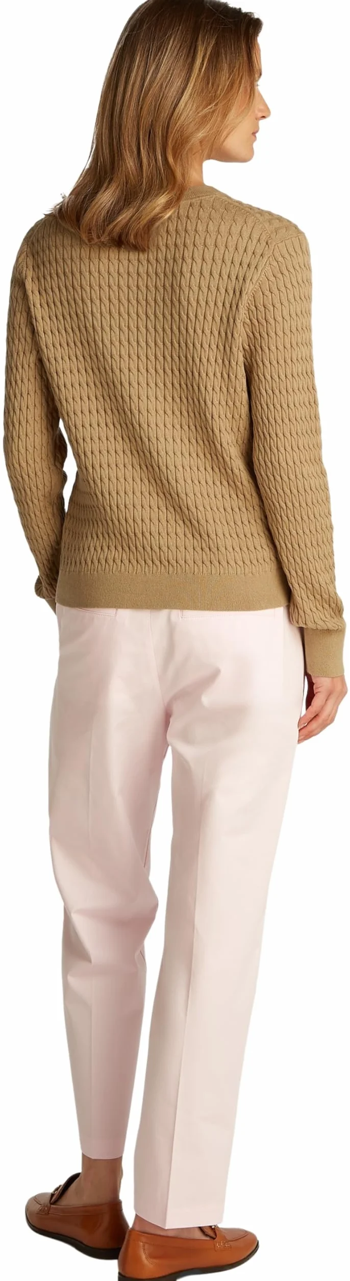 TOMMY HILFIGER Damski sweter CO Cable C-NK LS WW0WW44993, Khaki (płótno safari), L