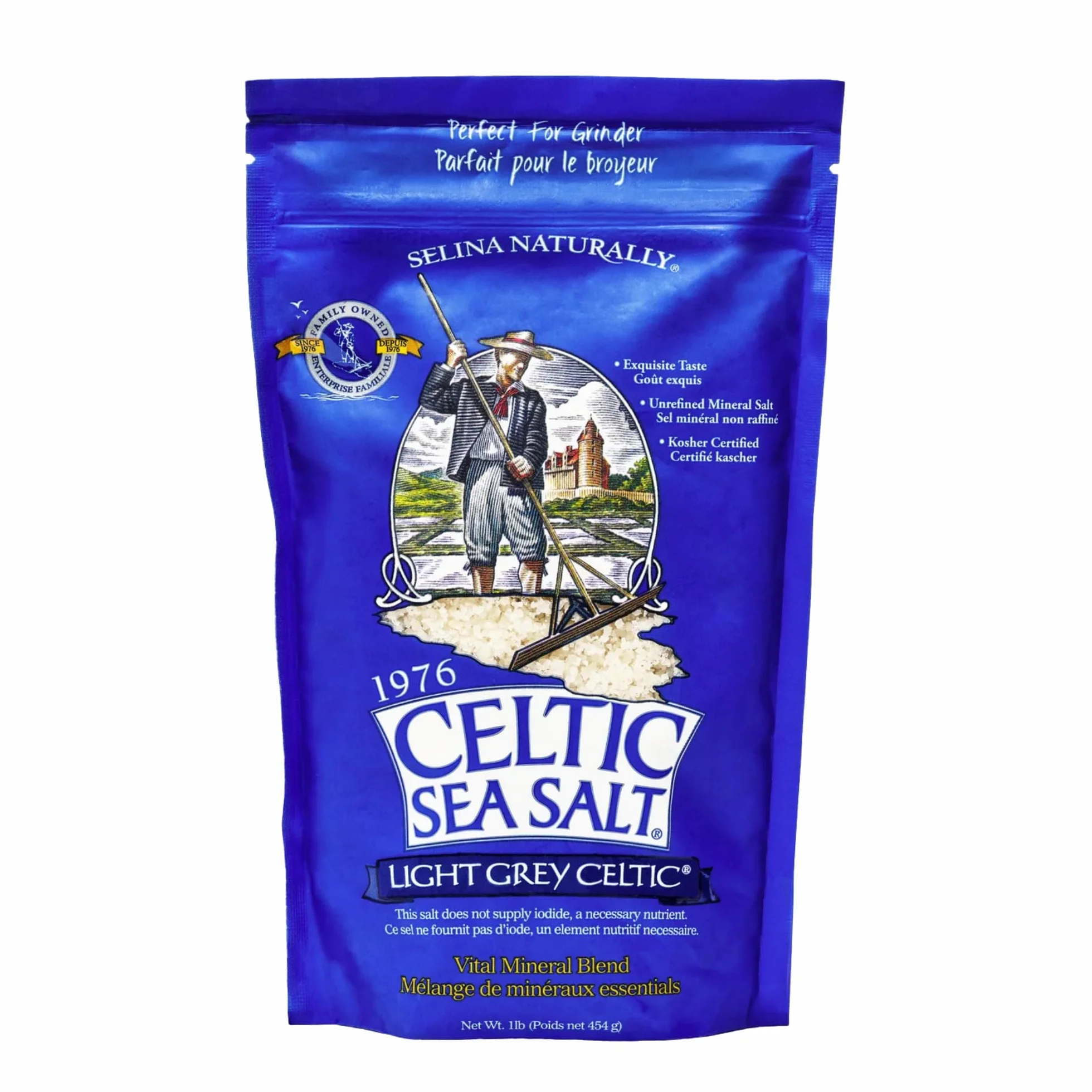 Light Grey Celtic coarse sea salt, 1 lb. bag