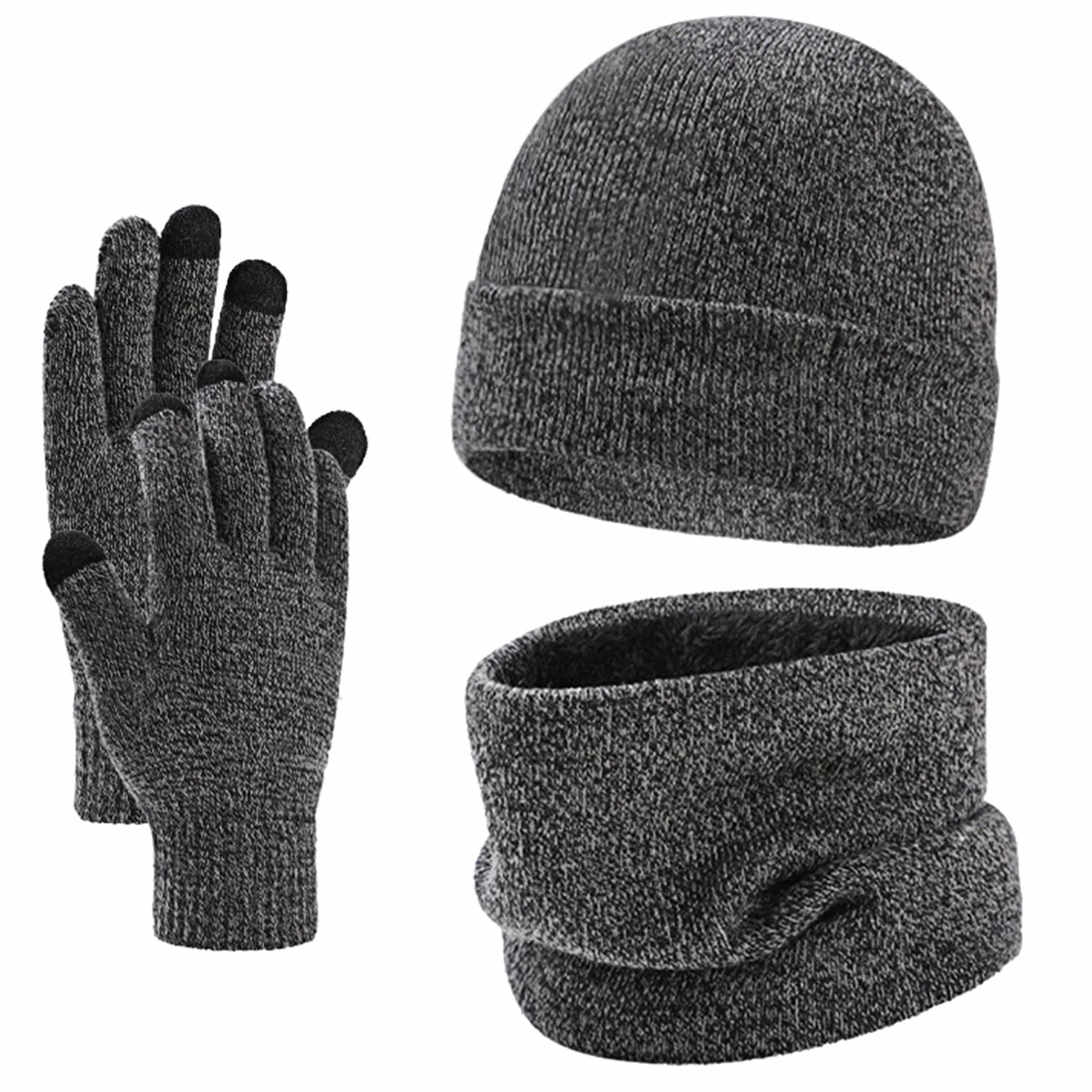 Zimowa czapka beanie szalik ekran dotykowy rękawiczki zestaw dla unisex termiczne ciepłe elastyczne ocieplacz na szyję super miękka dzianinowa czapka outdoorowe rękawice sportowe prezent dla mężczyzn
