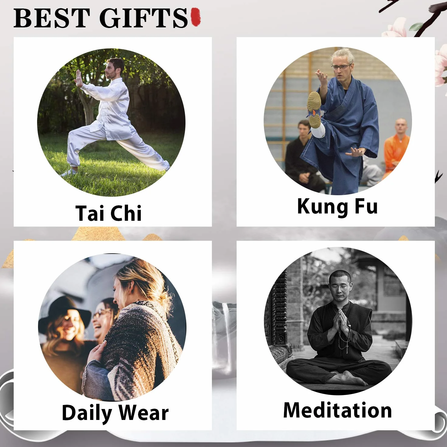 BBLAC 2KEY Odzież do sztuk walki, chińskie tradycyjne mundury dla Tai Chi i Wing Chun, kostium unisex z mlecznego jedwabiu, lekkie kostiumy do medytacji, Qigong, a, 3XL