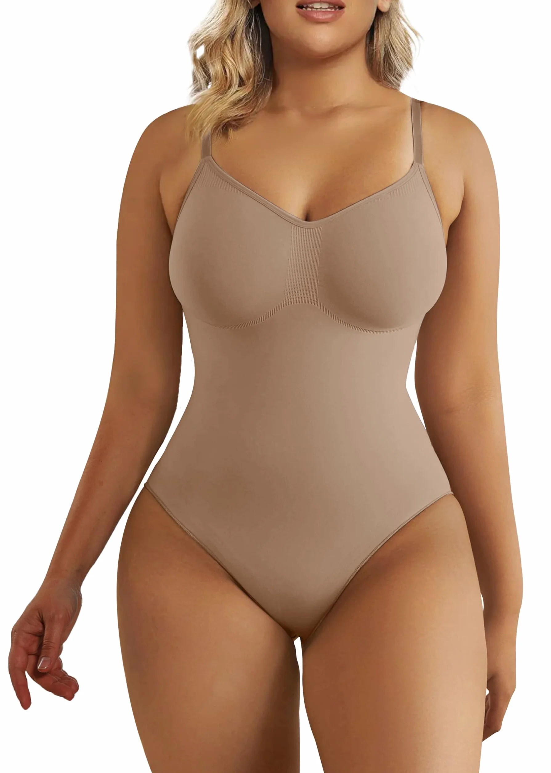 SHAPERX Damskie Body Modelujące Brzuch, Bezszwowe, Modelujące Stringi, Regulowane Paski, Bielizna Modelująca