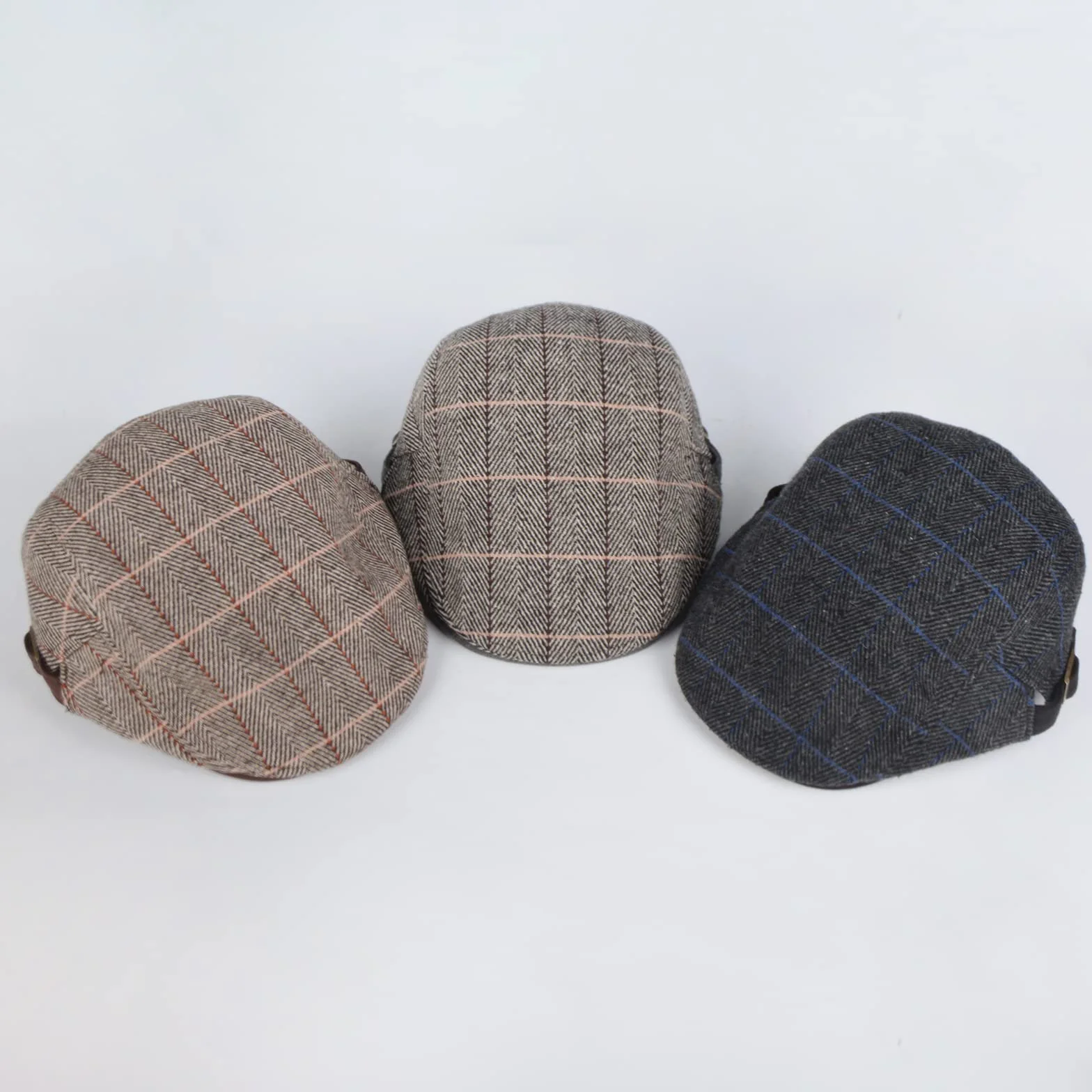 Męska Płaska Czapka Tweed Hat Newsboy Cap Damska Męska - Regulowana 55-59CM Newsboy Czapka Jesień Zimę 3 Kolory