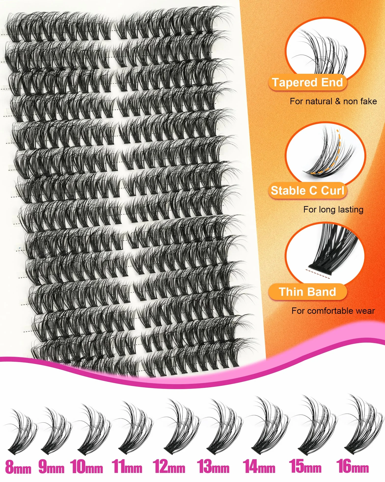EMEDA Efekt 3D Klastry rzęs 40D Cluster Przedłużanie rzęs 8-16 mm Mix C Curl Cluster Lashes Naturalne i puszyste Przedłużanie rzęs Pojedyncze rzęsy DIY (40D, 0,07 C Mix)