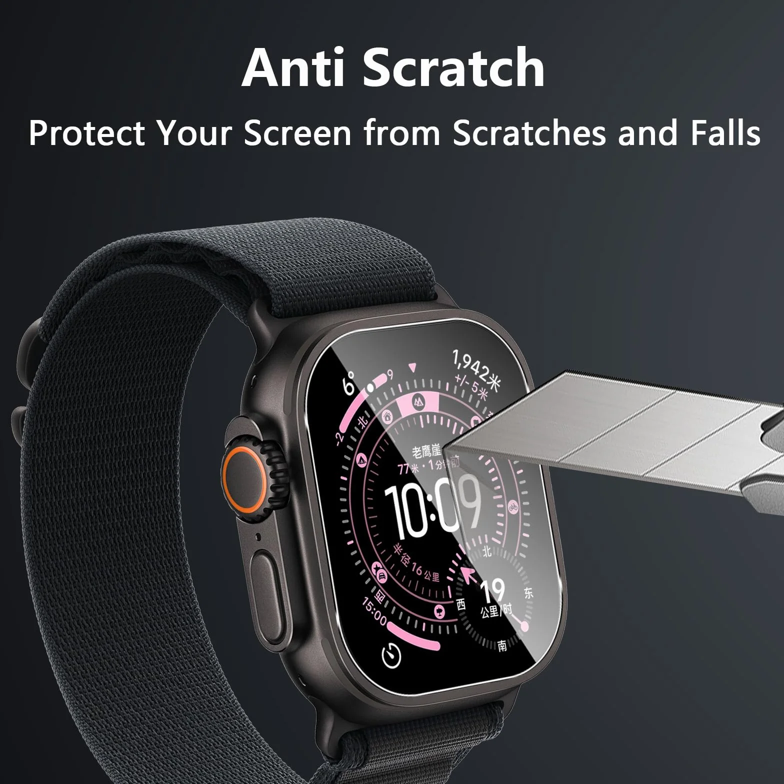 Folia ochronna do zegarka Apple Watch Ultra 3 49 mm do szkła pancernego, 3 sztuki folii ze szkła hartowanego, folia ochronna na wyświetlacz, odporna na zarysowania, ultra cienka ochrona