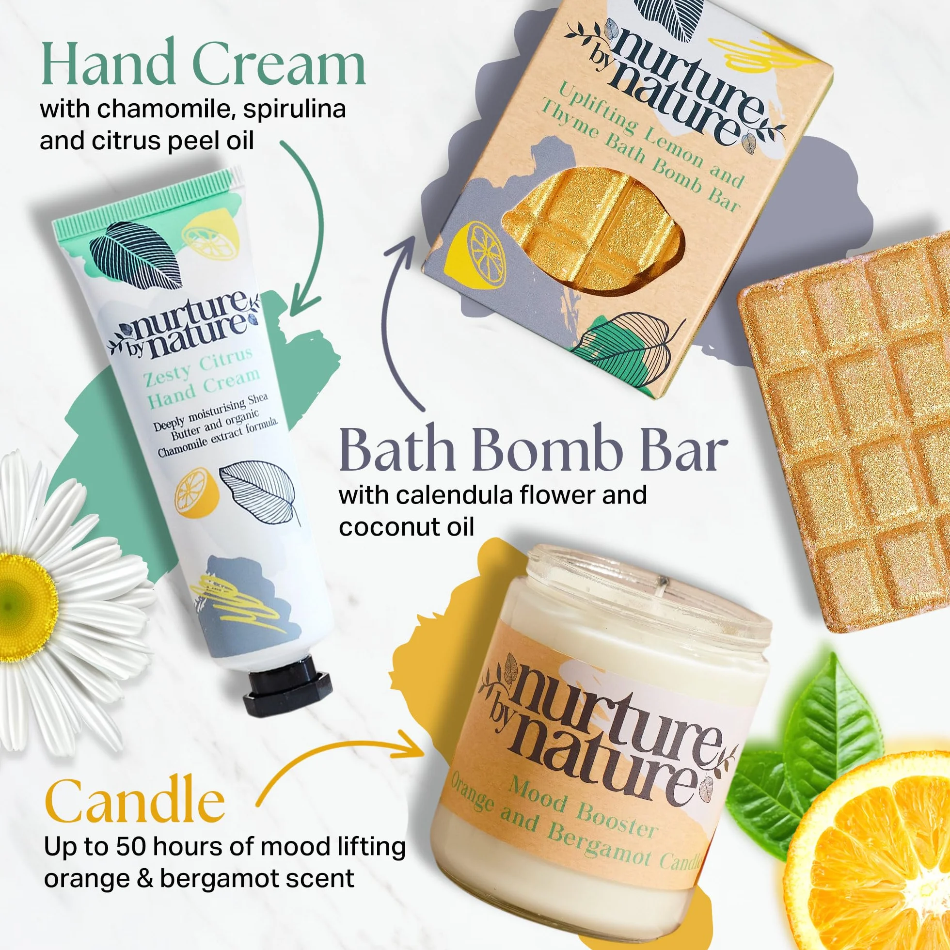 Nurture by Nature Botanicals Energising Spa Gift Set with Essential Oils, Lavender, Bath Salts & Aromatherapy for Her