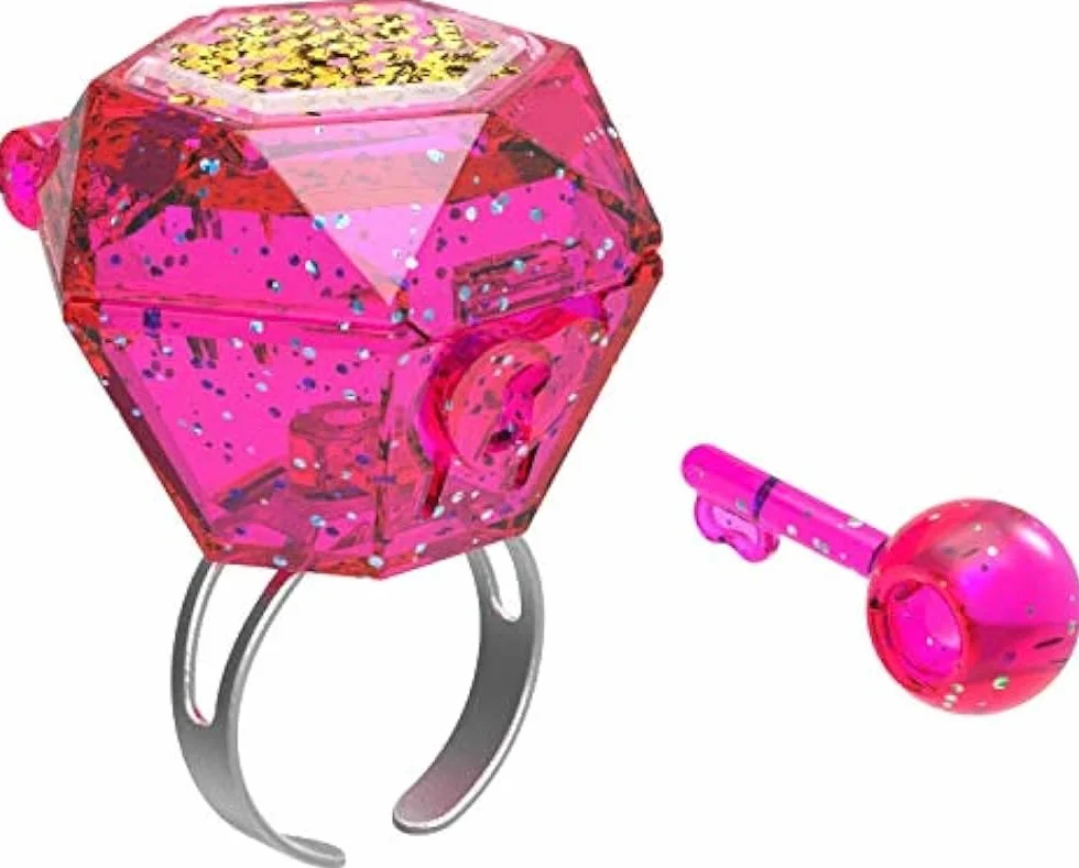 Taldec Funlockets tajemniczy pierścionek z charmsami i cekinami, model losowy, biżuteria, różowy