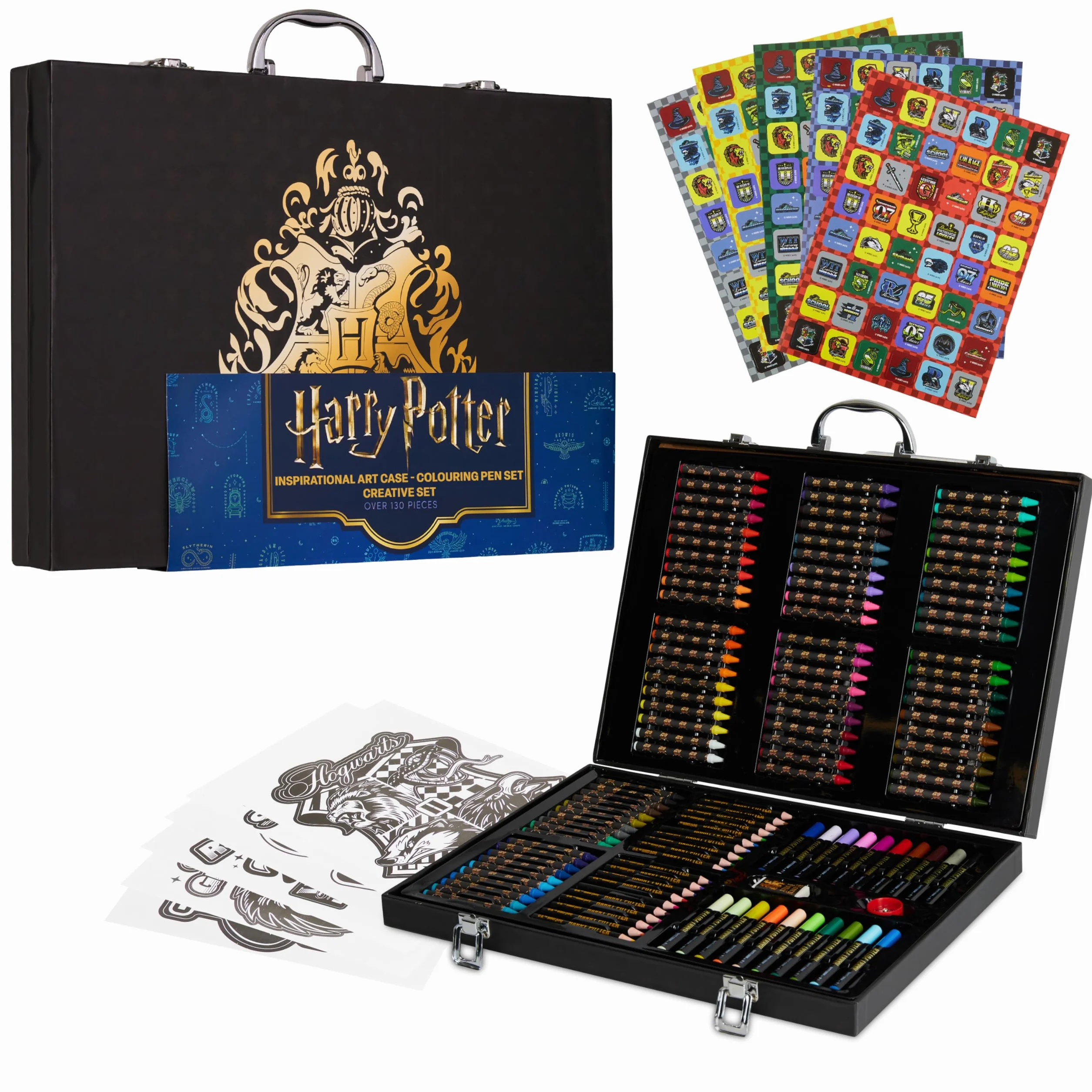 Harry Potter Walizka Kolory dla dzieci, zestaw do rysowania i malowania z kolorowymi markerami, kredkami - prezenty dla dzieci (czarny)