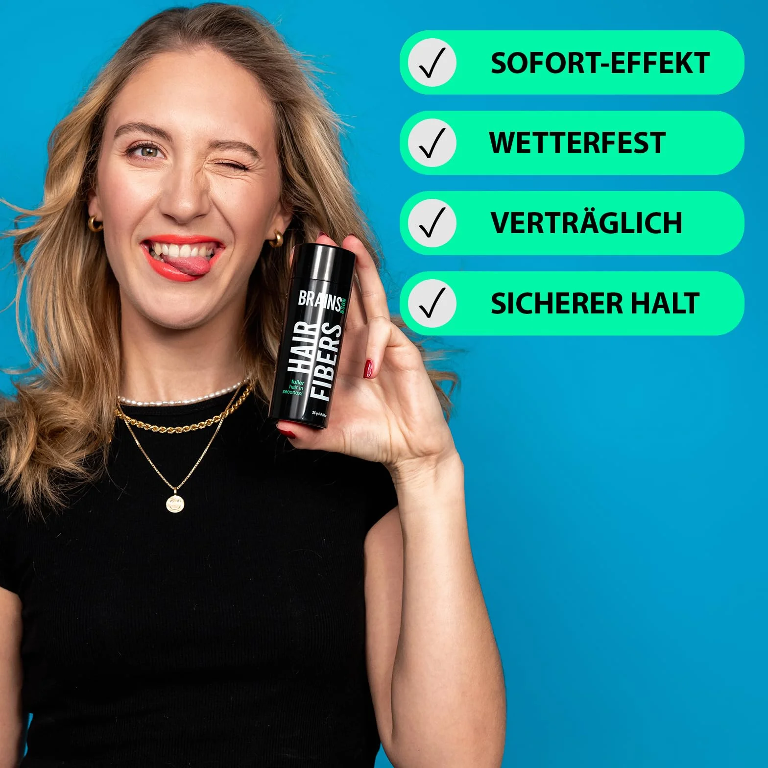 Brains & Son Produkt w proszku do zagęszczania włosów z natychmiastowym efektem, do zastosowania w przypadku zakoli, wypadania włosów i przerzedzonych włosów, puder do włosów, 25 g (średni blond)