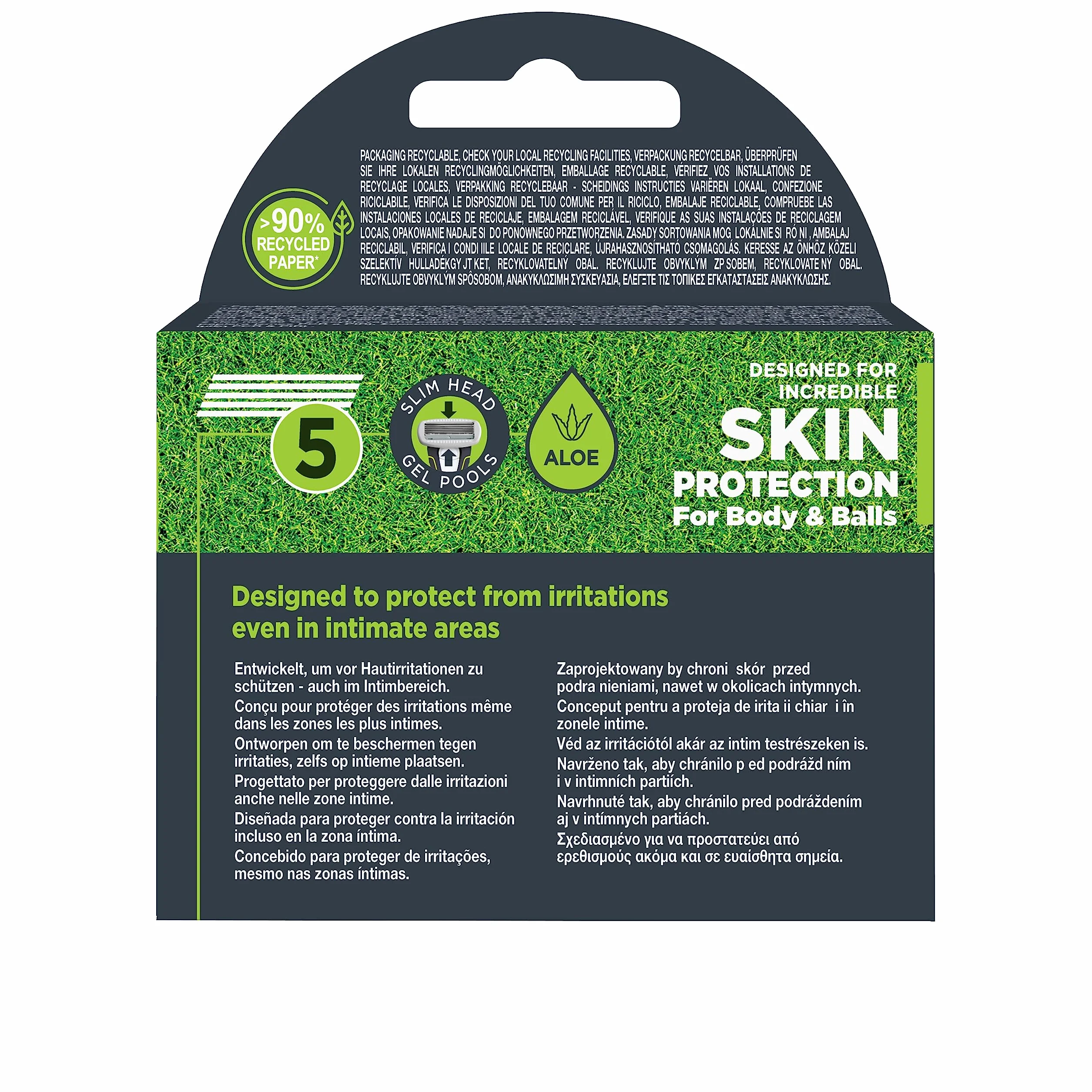 WILKINSON SWORD Hydro Trim & Shave Blades - zestaw 3 wymiennych ostrzy, odpowiednie dla skóry wrażliwej, 5 ostrzy krawędziowych z basenami żelowymi aloesowymi