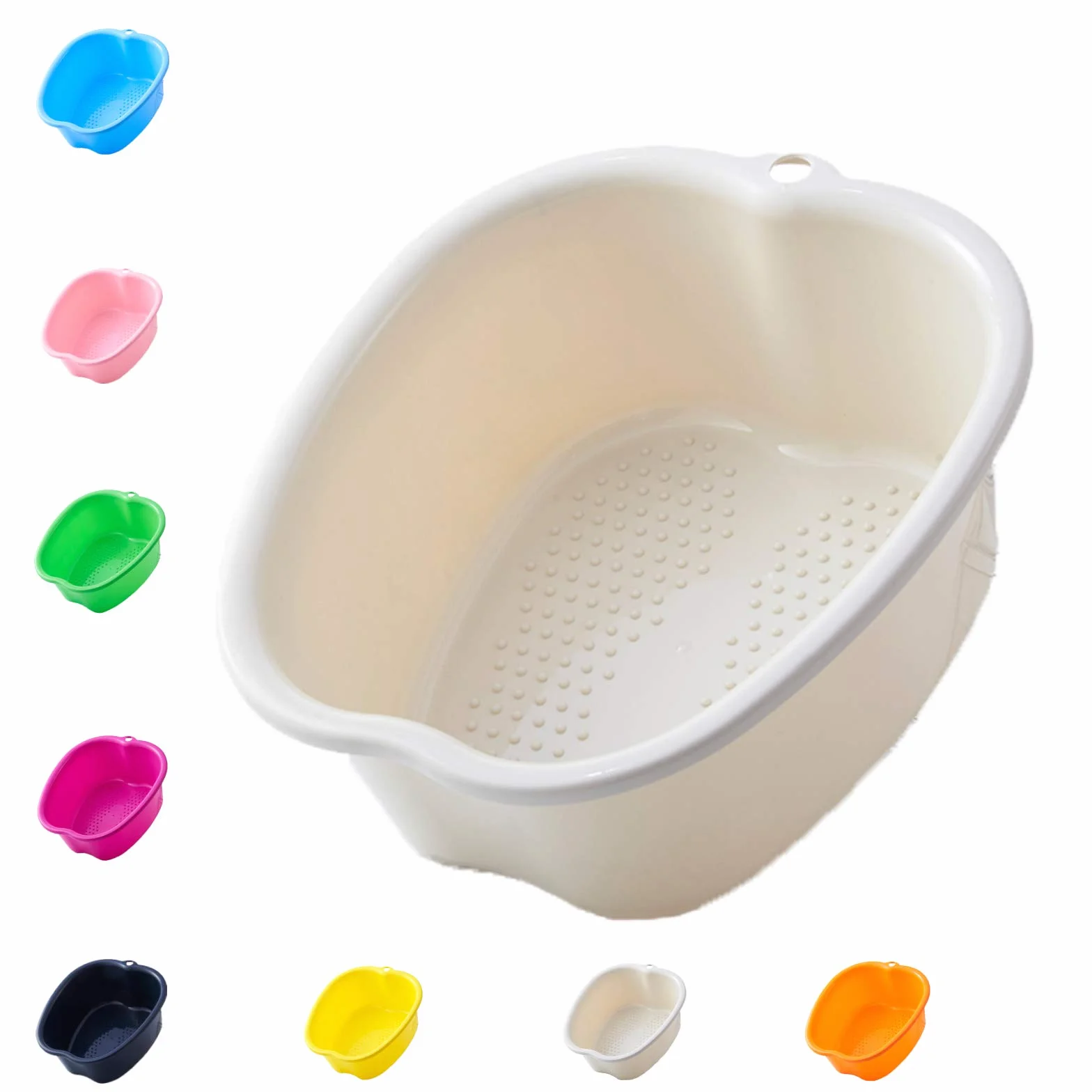 Duża miska do kąpieli stóp, stabilna umywalka z tworzywa sztucznego do pedicure, do kąpieli stóp, do kąpieli stóp, wellness, pedicure, detoksykacji, relaksu (biała)