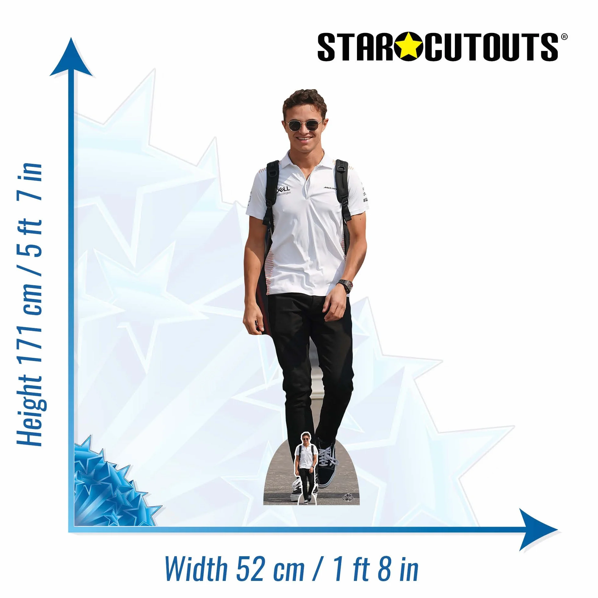 Star Cutouts CS943 Lando Norris Motor Racing Casual Lifesize Kartonowe wycięcie z Mini Standee