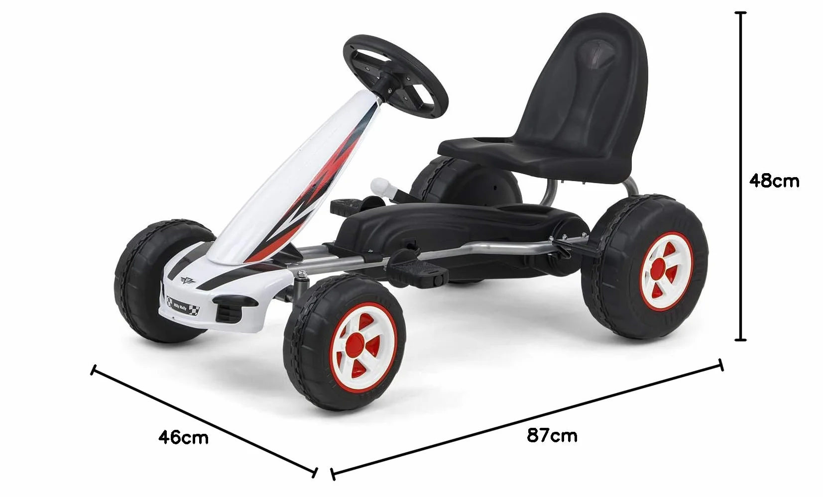 Milly Mally Viper White gokart pedałowy dla dzieci do 30 kg z hamulcem ręcznym