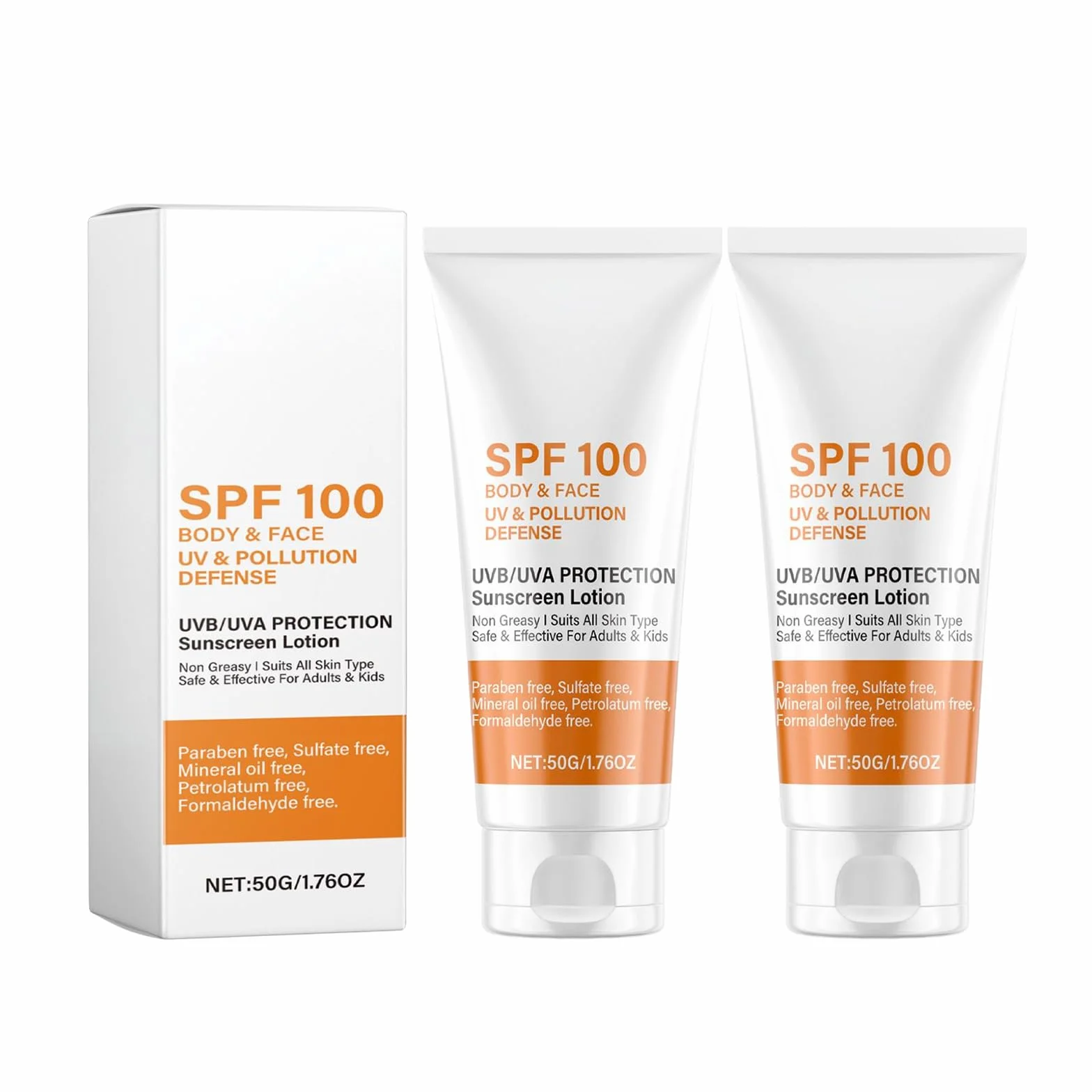 Filtr przeciwsłoneczny SPF 100 nawilżający 2 szt., krem przeciwstarzeniowy z ochroną UVA/UVB, wodoodporny i nietłusty, do twarzy i ciała, odpowiedni do wszystkich rodzajów skóry