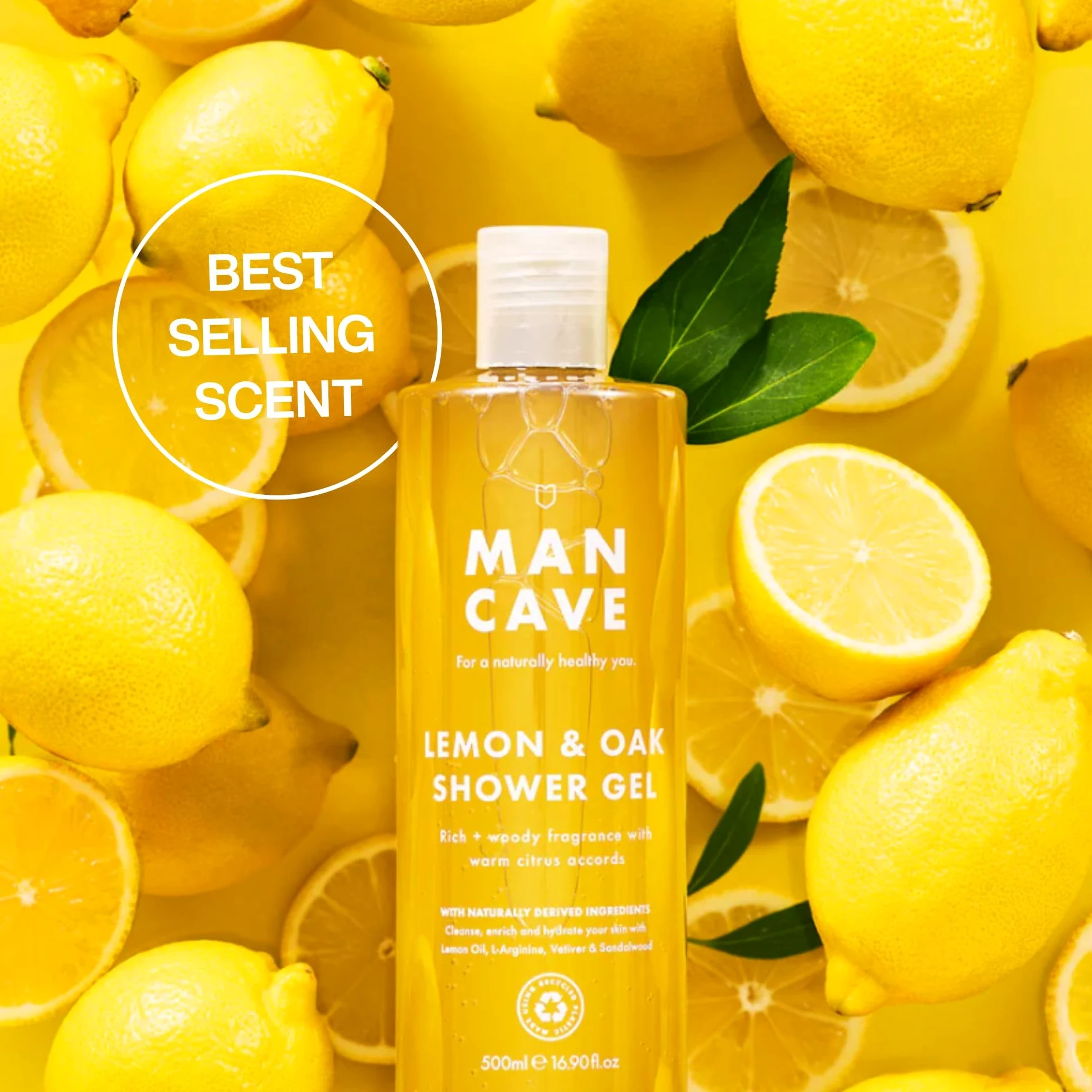 ManCave Zestaw Żeli pod Prysznic 4 x 500 ml Dzika Mięta Cytryna Dąb Cedr Sól Morska