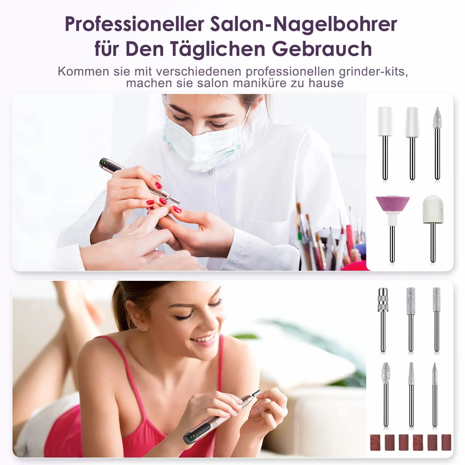 Bezprzewodowa frezarka do paznokci 11 w 1, zestaw do manicure i pedicure, elektryczny pilnik do paznokci żelowych i akrylowych