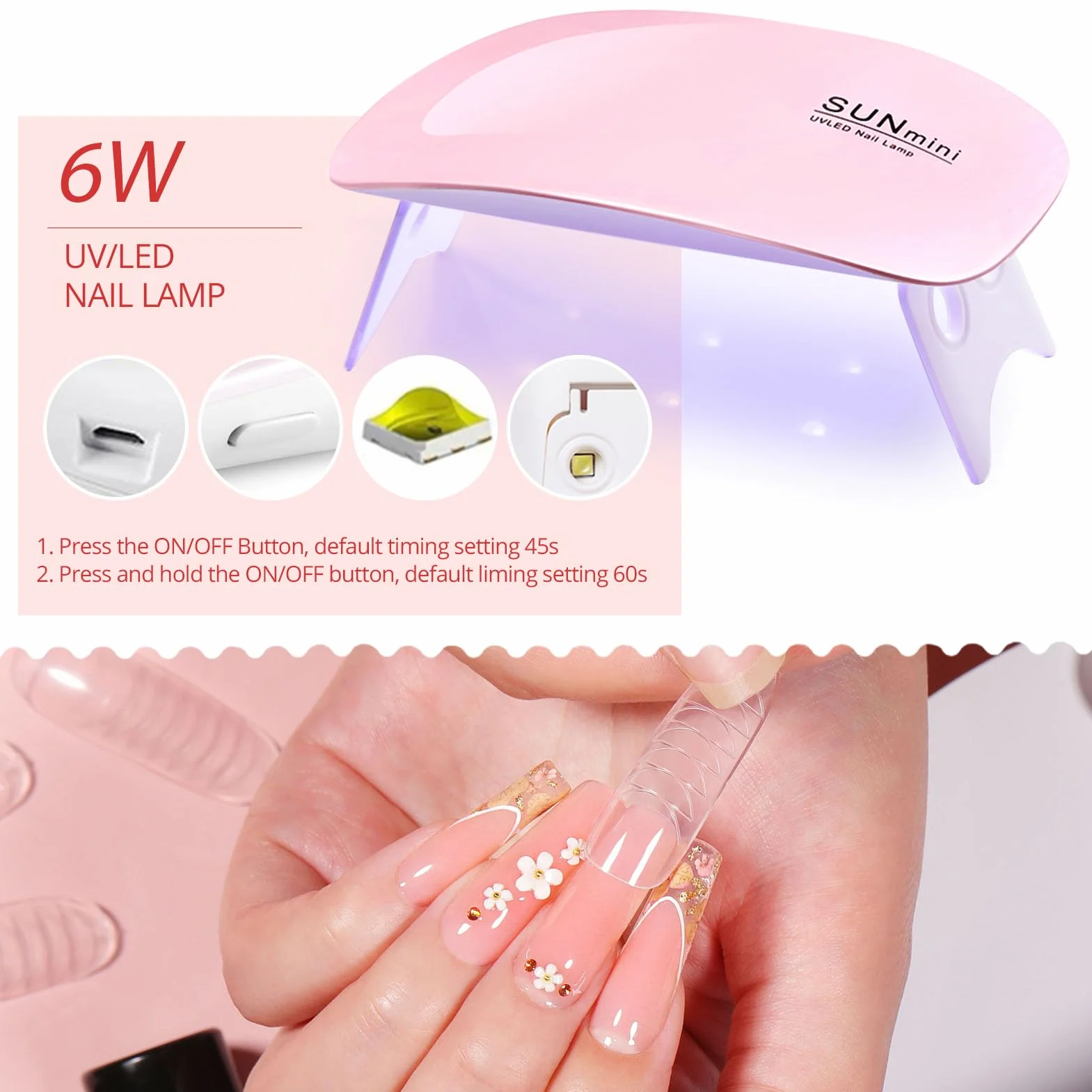 UR SUGAR zestaw startowy polygelu z lampą UV 36W, 6 kolorów polygel w tubach