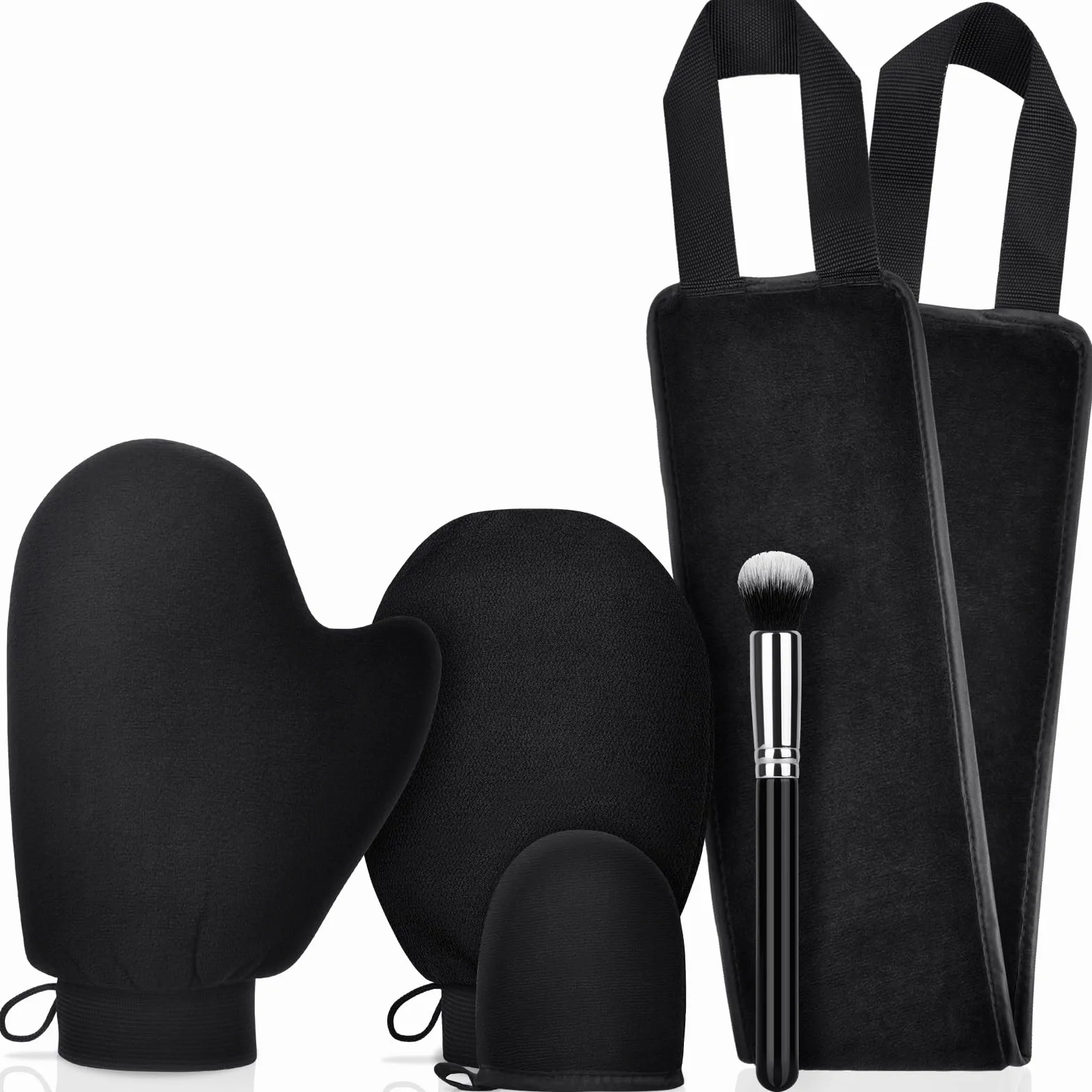 LOPHE Aplikator samoopalający, 5-częściowy czarny aplikator balsamu do pleców, aplikator Sunless Tanning Mitt aplikator balsam do opalania, opalarka strumieniowa